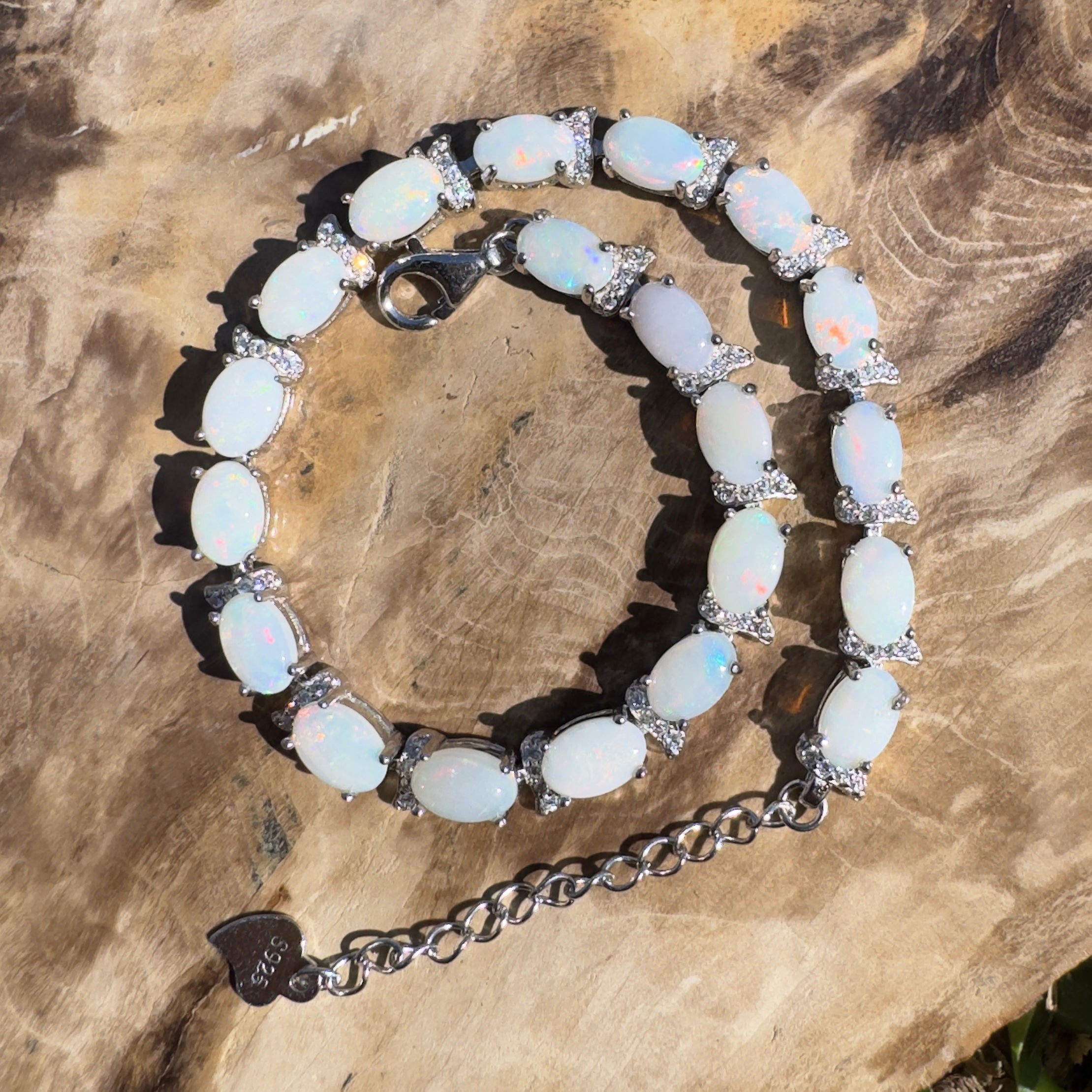 6ct Coober Pedy Opal Bracelet ~ 'Cloudy Bay Colours' | 925 Sterling Silver | Solid Australian Opal