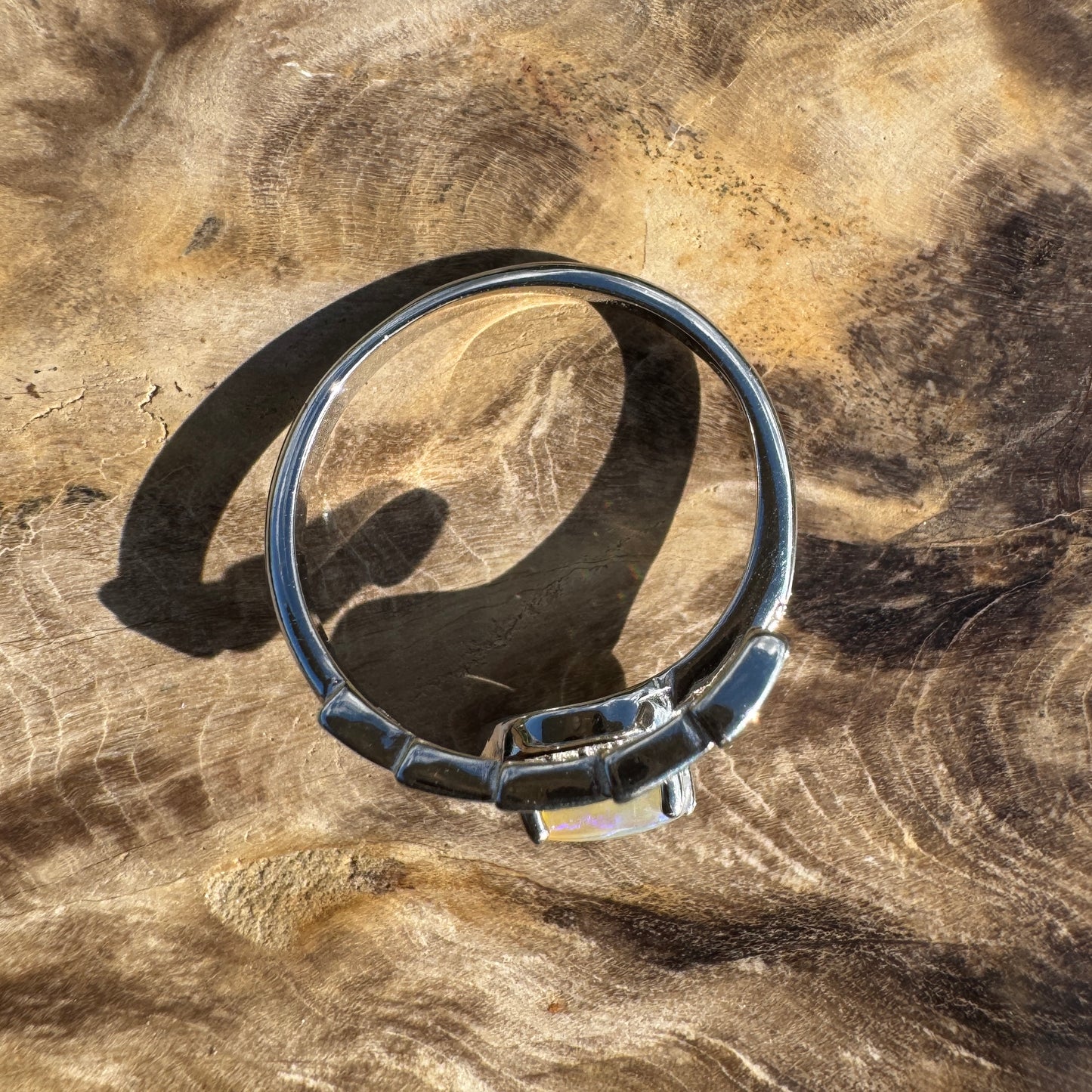 ‘Lagoon Blues' ~ Handcrafted 0.5ct Solid Lightning Ridge Opal and Cubic Zirconia Sterling Silver Ring