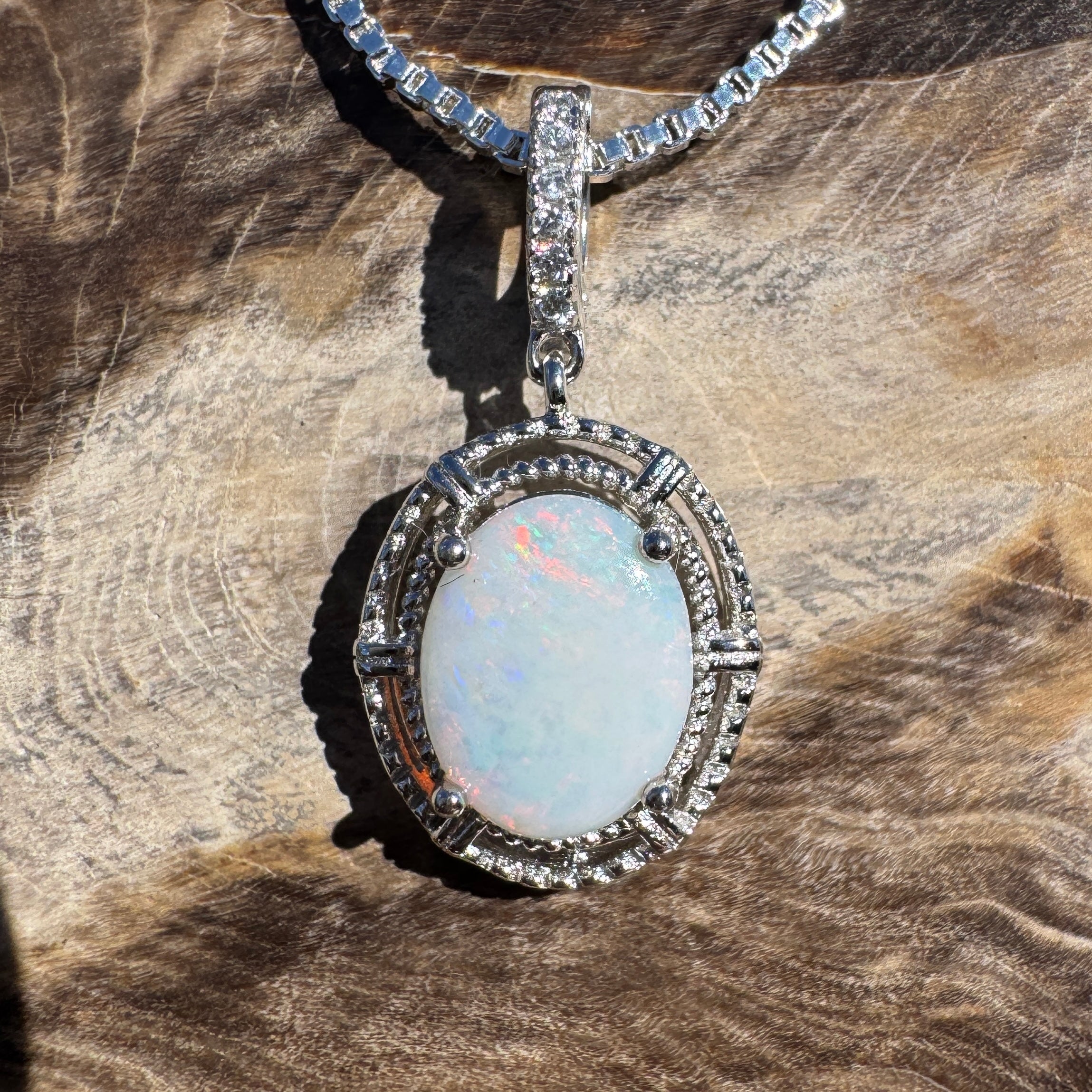 0.8ct Coober Pedy Opal Pendant Necklace ~ 'Mossman Gorge Amber' | 925 Sterling Silver | Solid Australian Opal