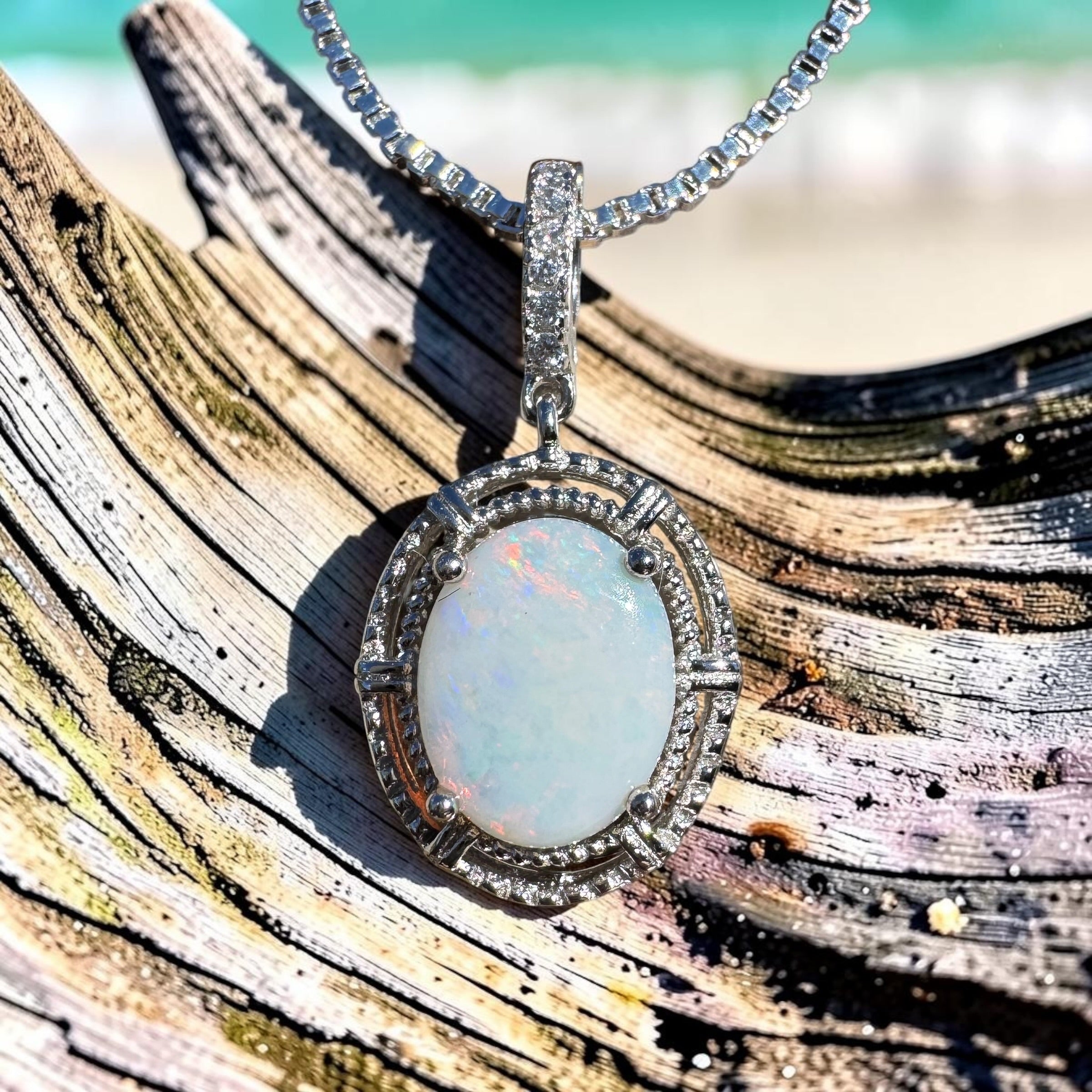 0.8ct Coober Pedy Opal Pendant Necklace ~ 'Mossman Gorge Amber' | 925 Sterling Silver | Solid Australian Opal