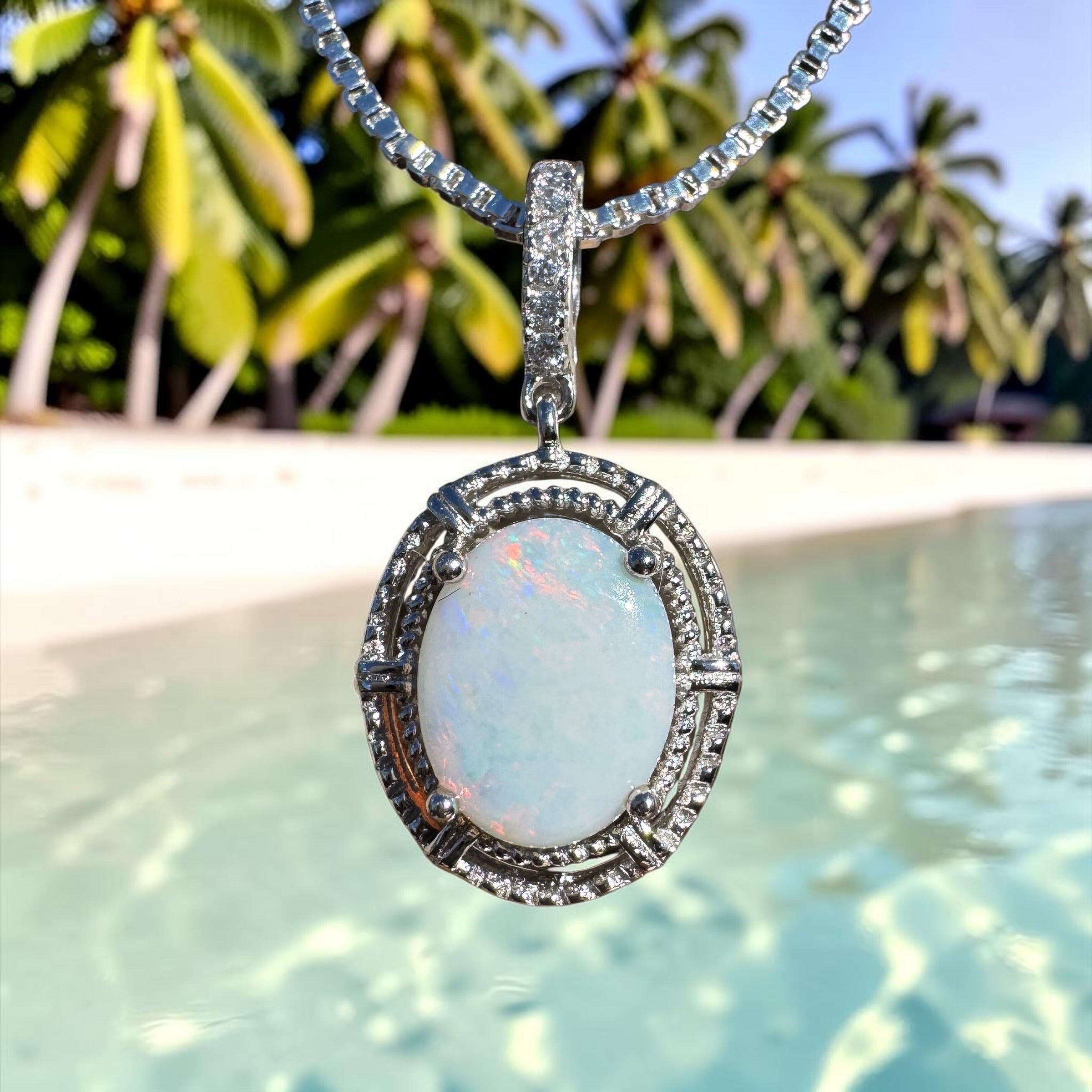 0.8ct Coober Pedy Opal Pendant Necklace ~ 'Mossman Gorge Amber' | 925 Sterling Silver | Solid Australian Opal