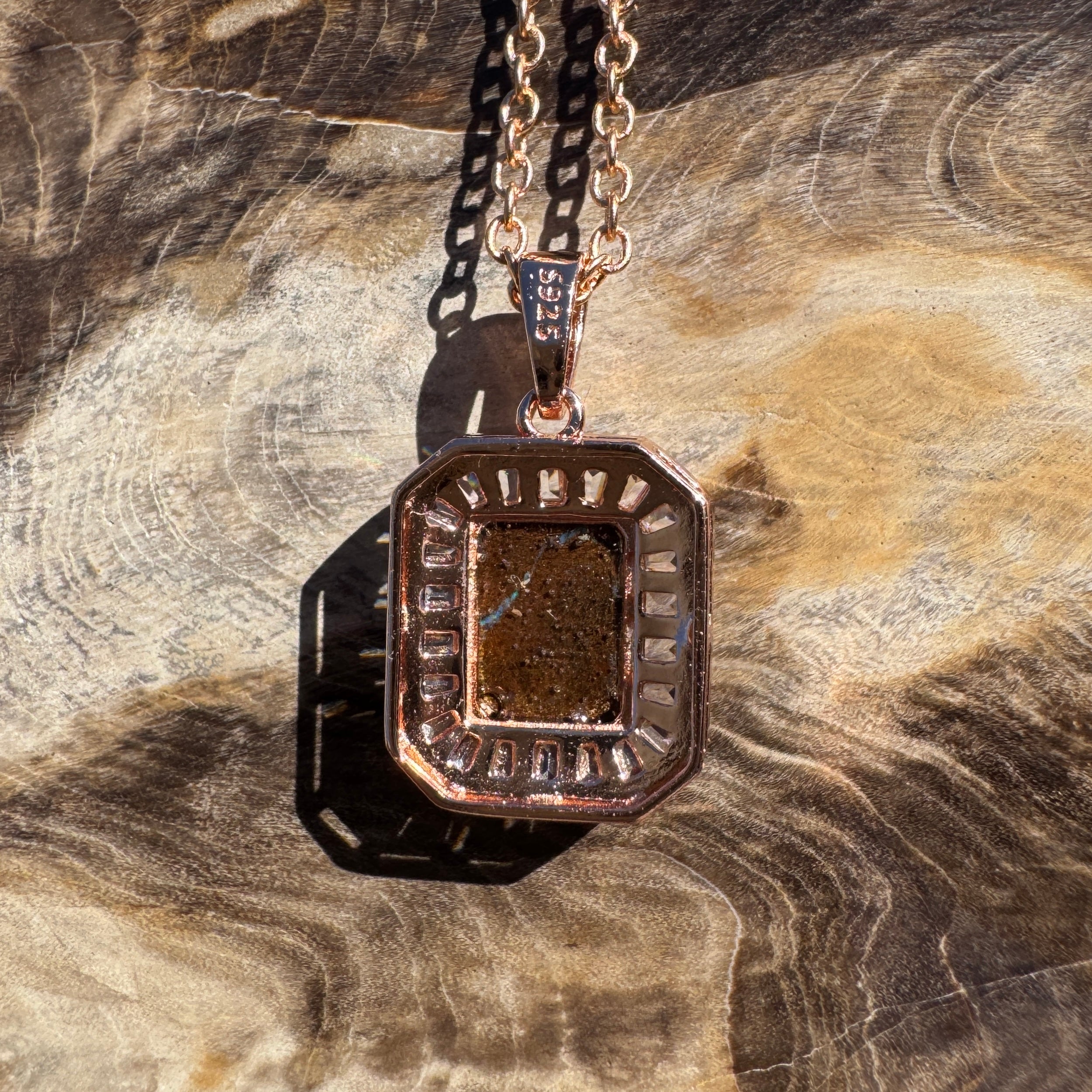 1.1ct Queensland Opal Pendant Necklace ~ 'Byron Bay Blue' | Rose Gold Coated 925 Sterling Silver | Solid Australian Opal
