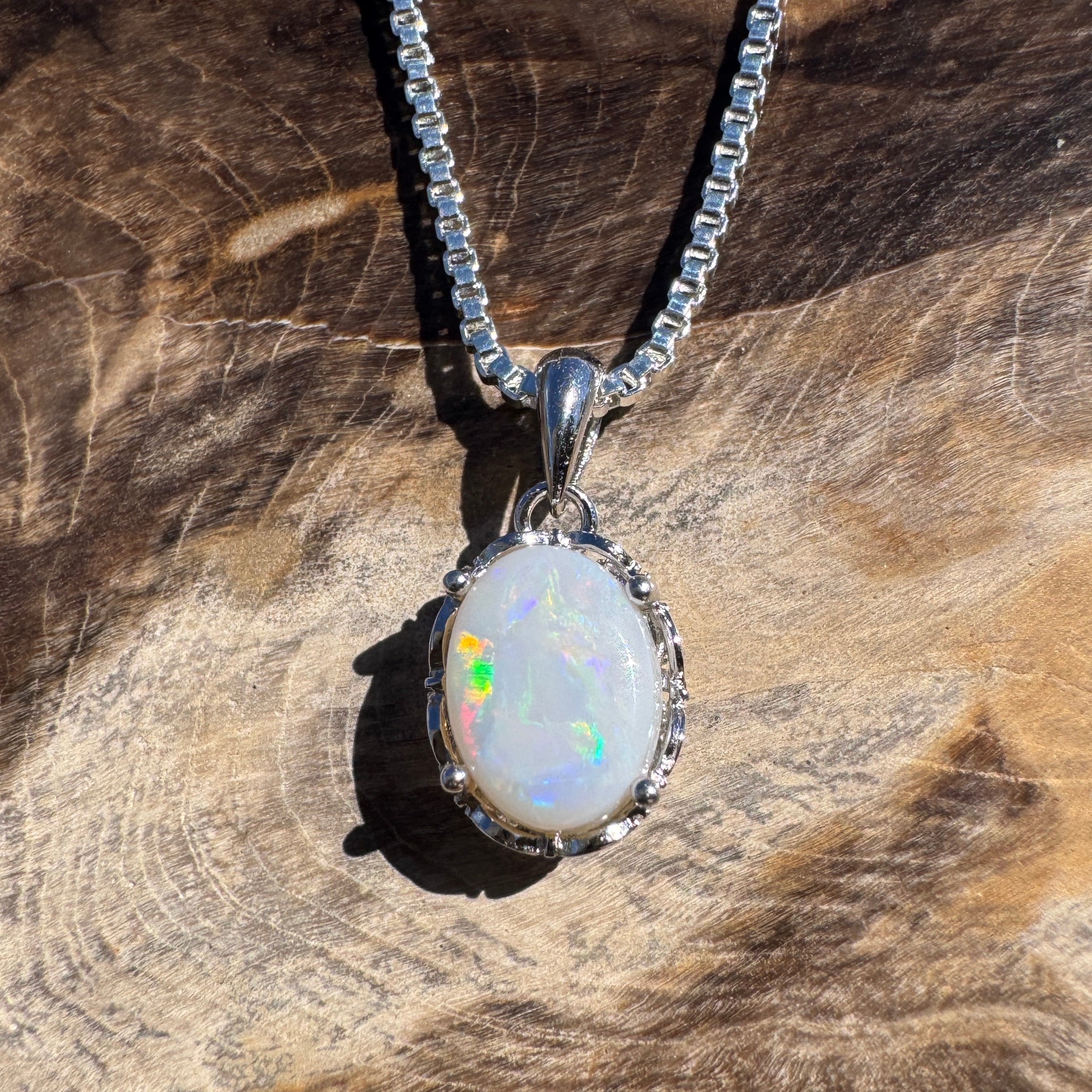 1.2ct Lightning Ridge Opal Pendant Necklace ~ 'Tamborine Blues' | 925 Sterling Silver | Solid Australian Opal