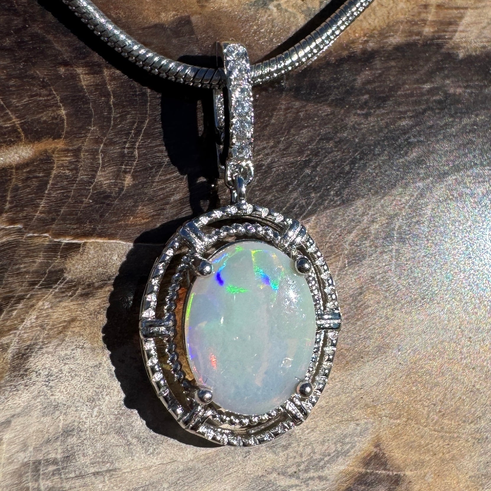 0.8ct Coober Pedy Opal Pendant Necklace ~ 'Katherine Gorge Amber' | 925 Sterling Silver | Solid Australian Opal