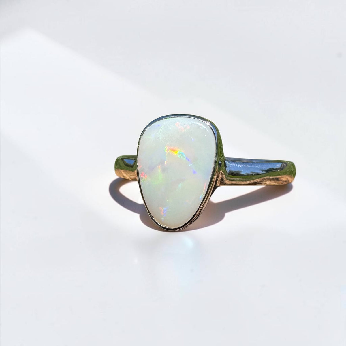 1.3ct Coober Pedy Opal Ring ~ 'Bridgetown Firelight' | 925 Sterling Silver | Solid Australian Opal