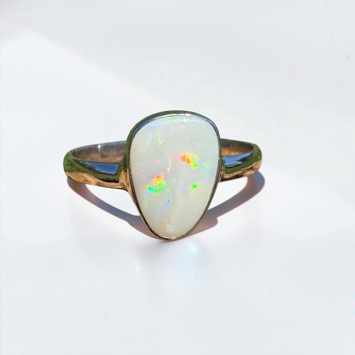 1.3ct Coober Pedy Opal Ring ~ 'Bridgetown Firelight' | 925 Sterling Silver | Solid Australian Opal