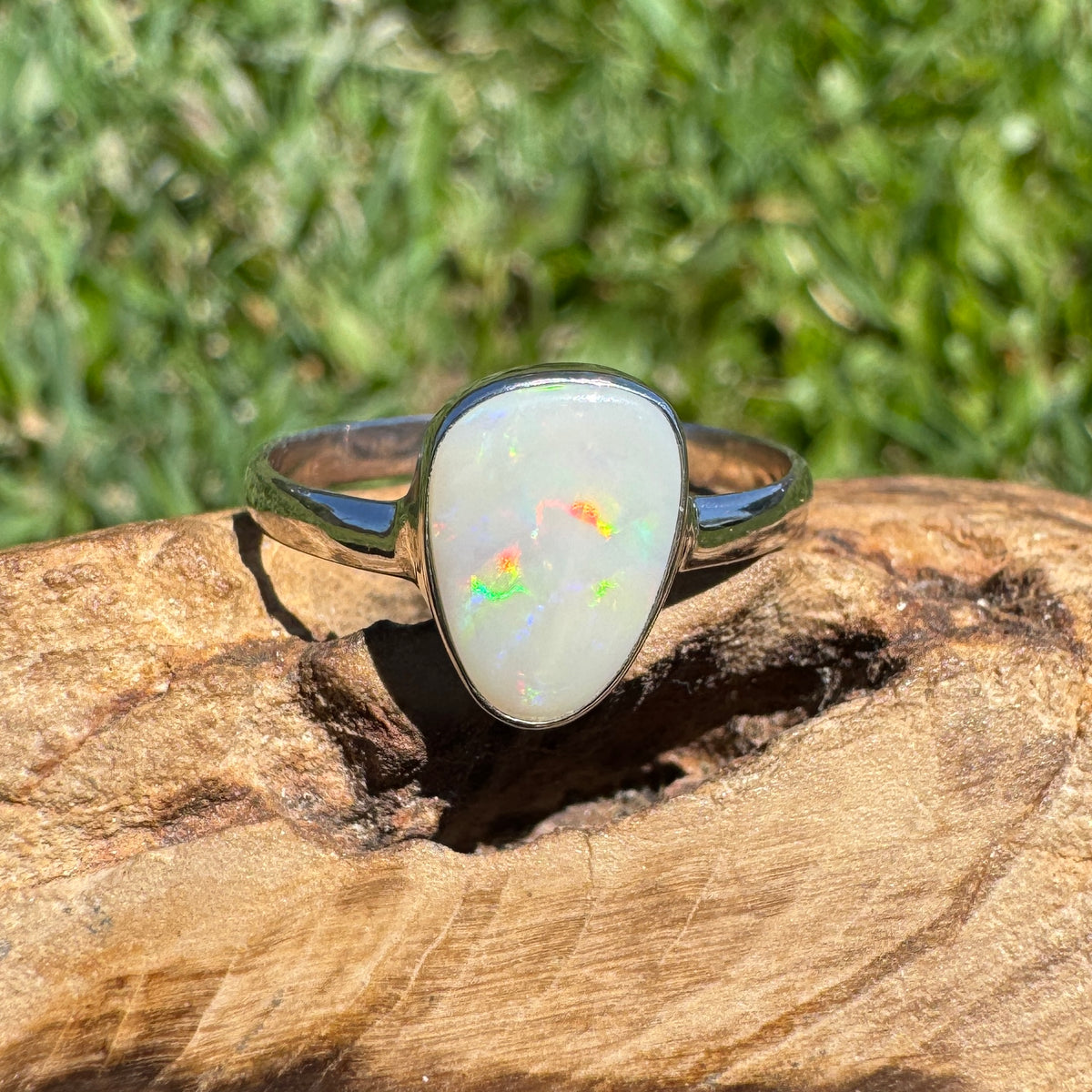 1.3ct Coober Pedy Opal Ring ~ 'Bridgetown Firelight' | 925 Sterling Silver | Solid Australian Opal