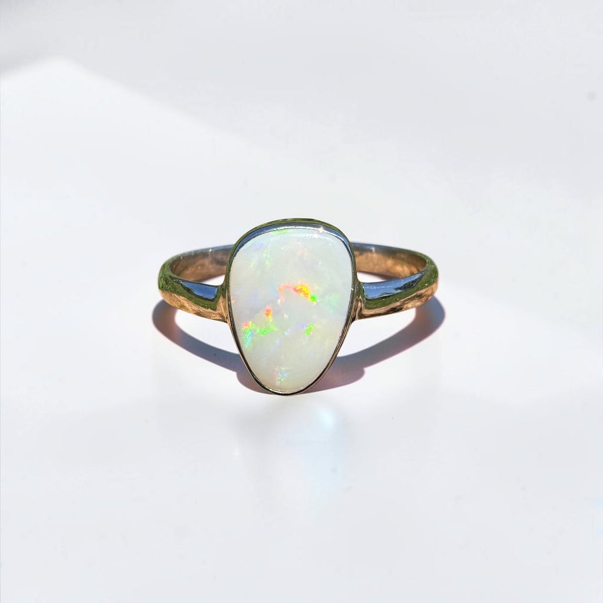 1.3ct Coober Pedy Opal Ring ~ 'Bridgetown Firelight' | 925 Sterling Silver | Solid Australian Opal