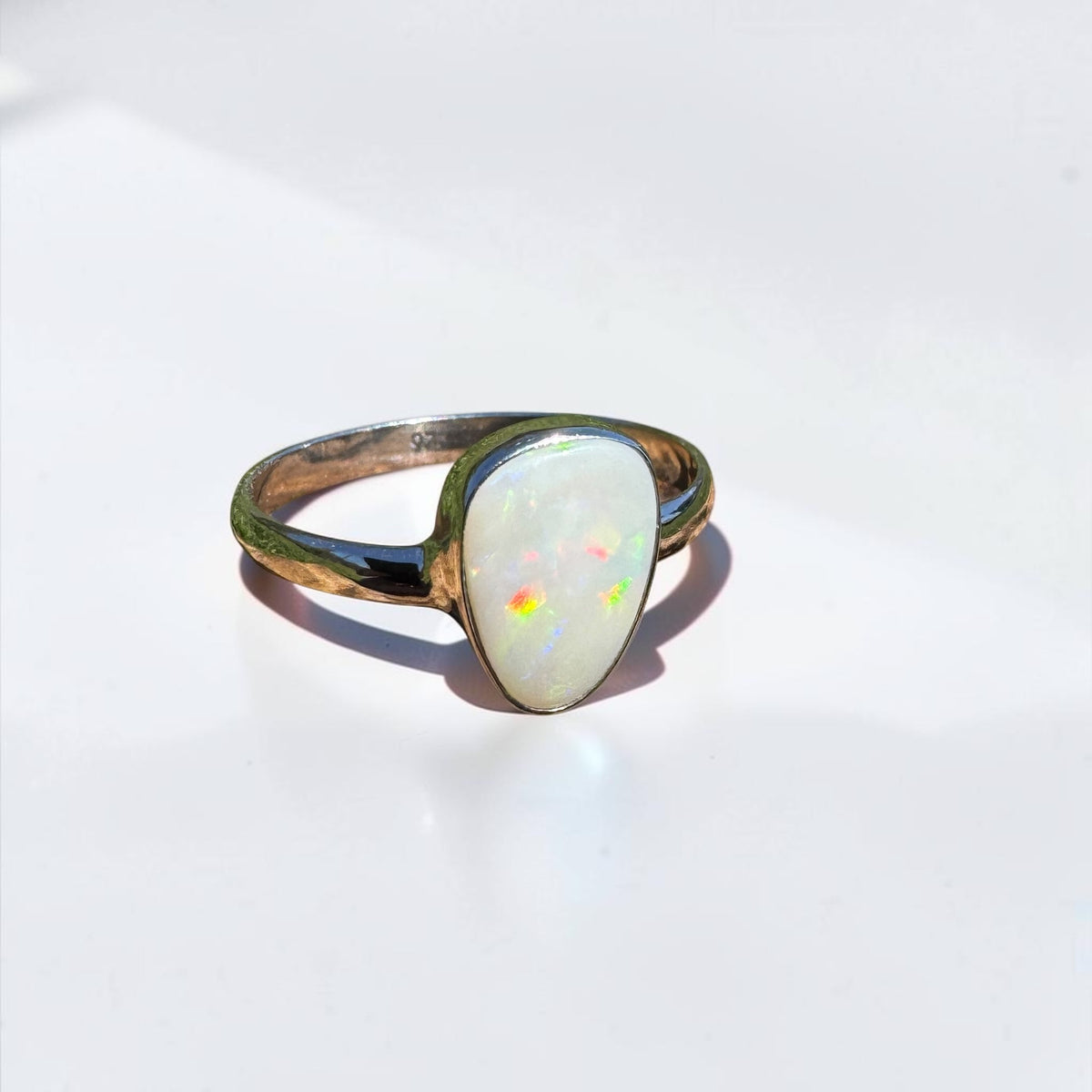 1.3ct Coober Pedy Opal Ring ~ 'Bridgetown Firelight' | 925 Sterling Silver | Solid Australian Opal