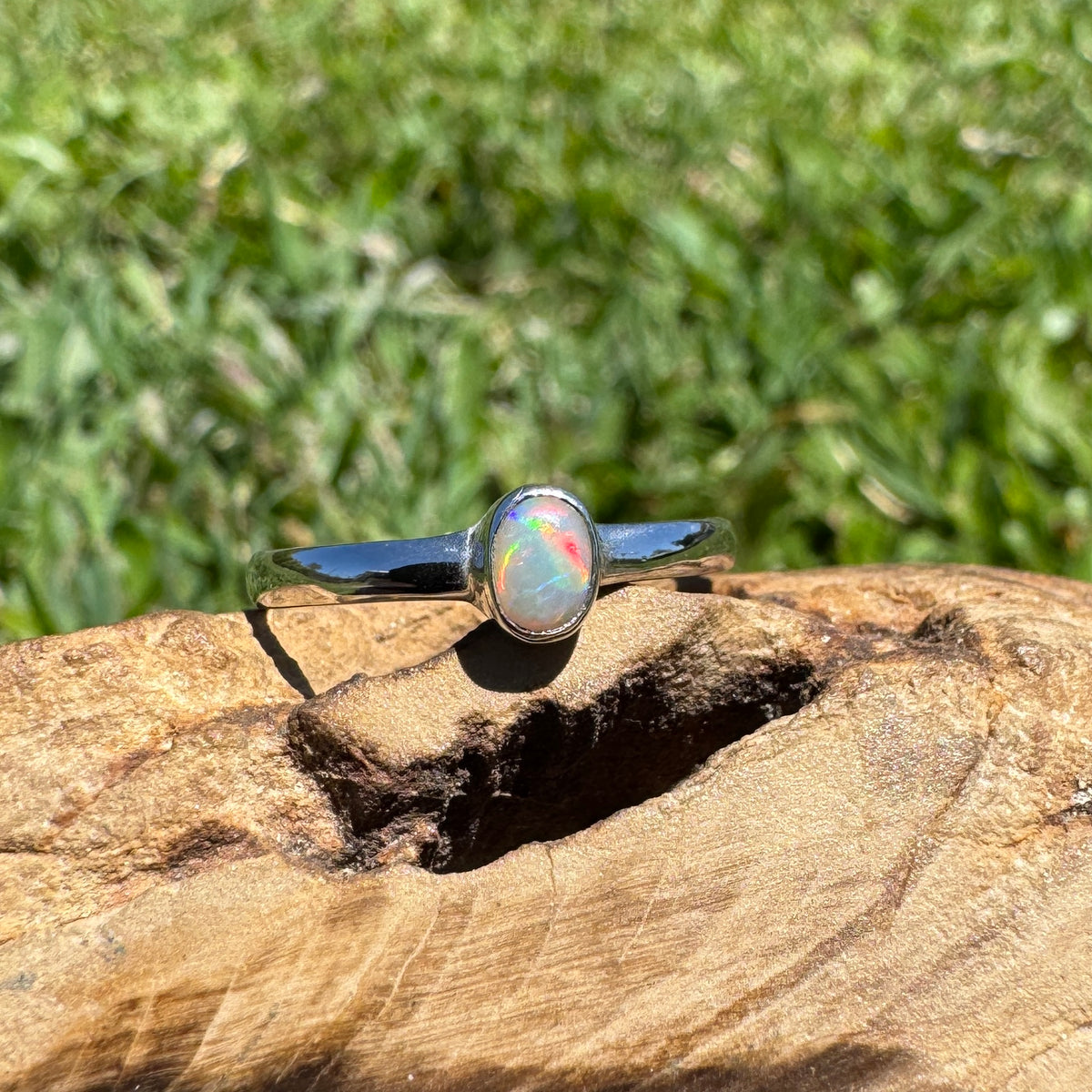 0.4ct Lightning Ridge Opal Ring ~ 'Copeton Fire' | 925 Sterling Silver | Solid Australian Opal