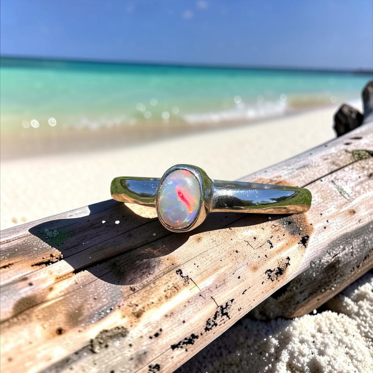 0.4ct Lightning Ridge Opal Ring ~ 'Copeton Fire' | 925 Sterling Silver | Solid Australian Opal