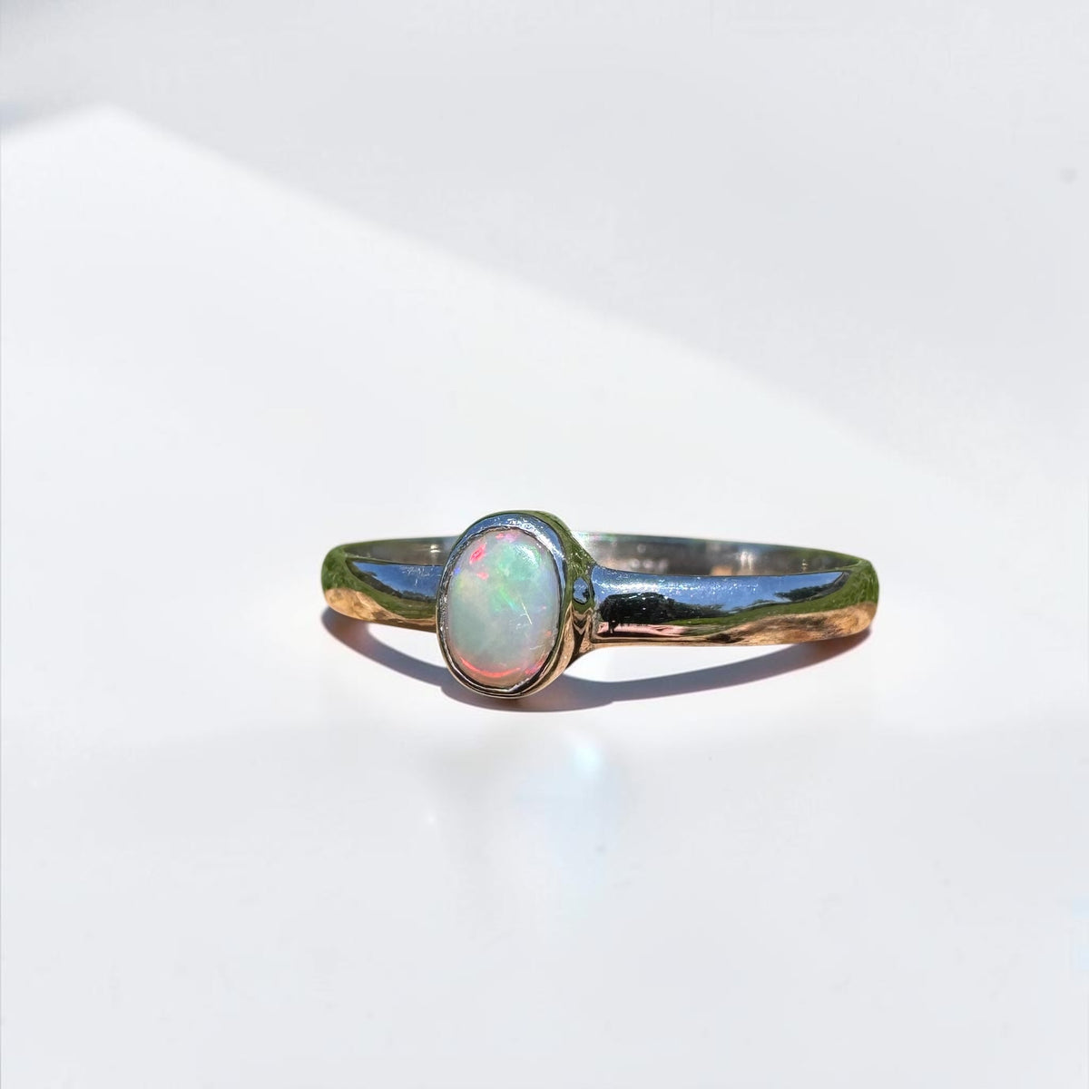 0.4ct Lightning Ridge Opal Ring ~ 'Copeton Fire' | 925 Sterling Silver | Solid Australian Opal