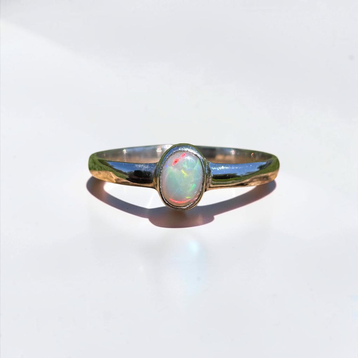 0.4ct Lightning Ridge Opal Ring ~ 'Copeton Fire' | 925 Sterling Silver | Solid Australian Opal