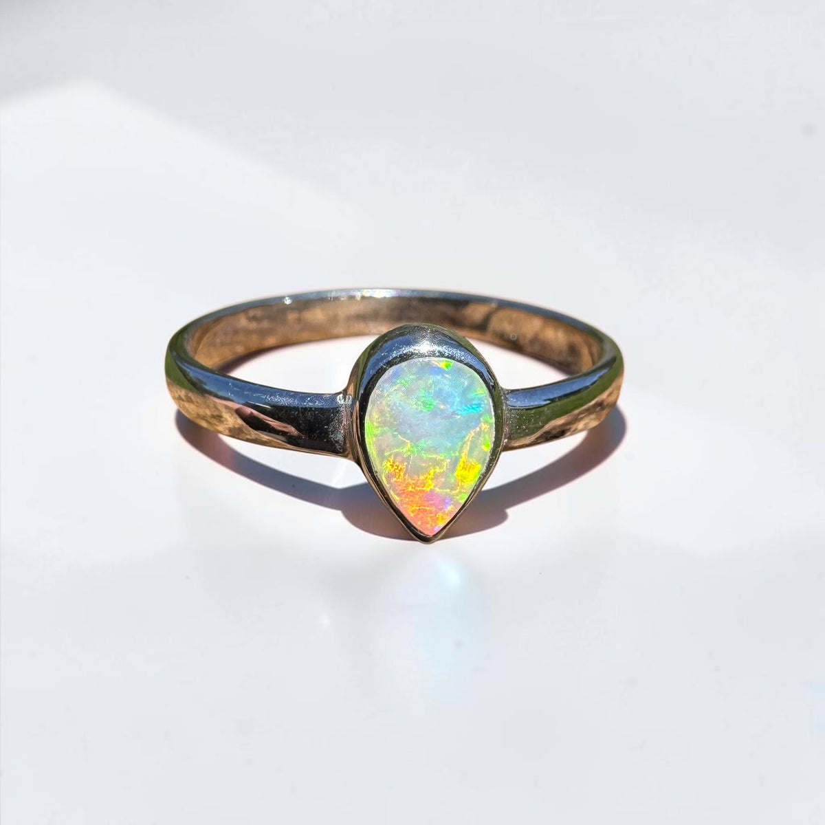 0.7ct Lightning Ridge Opal Ring ~ 'Bemm River Flame' | 925 Sterling Silver | Solid Australian Opal