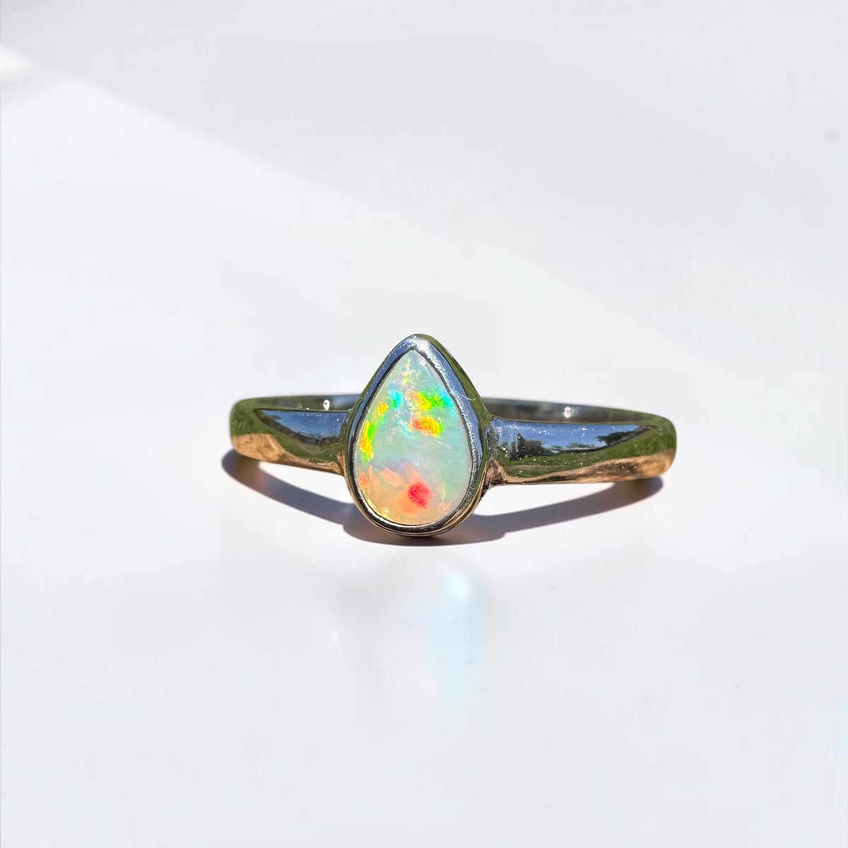 0.5ct Lightning Ridge Opal Ring ~ 'Licola Firelight' | 925 Sterling Silver | Solid Australian Opal