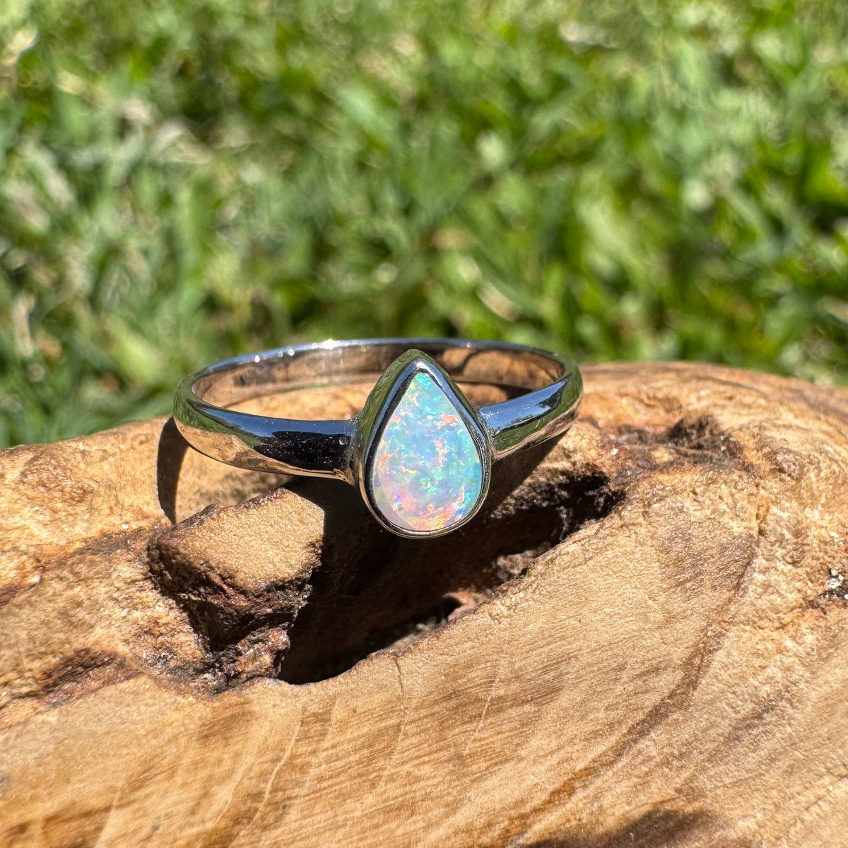 0.5ct Lightning Ridge Opal Ring ~ 'Cann River Blue' | 925 Sterling Silver | Solid Australian Opal