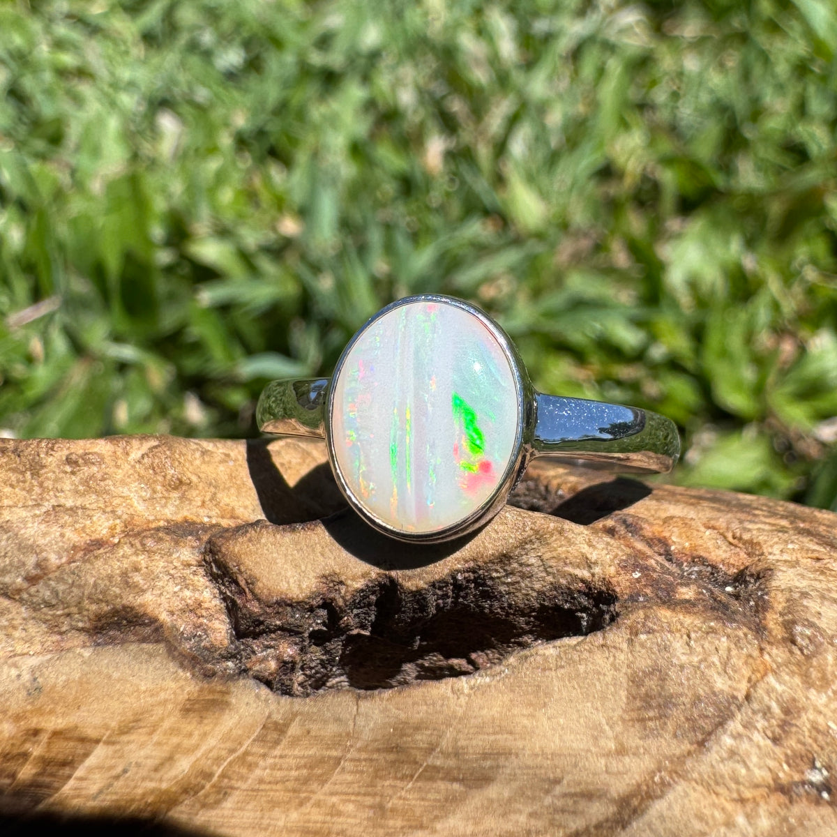 1.3ct Coober Pedy Opal Ring ~ 'Rosebery Blaze' | 925 Sterling Silver | Solid Australian Opal