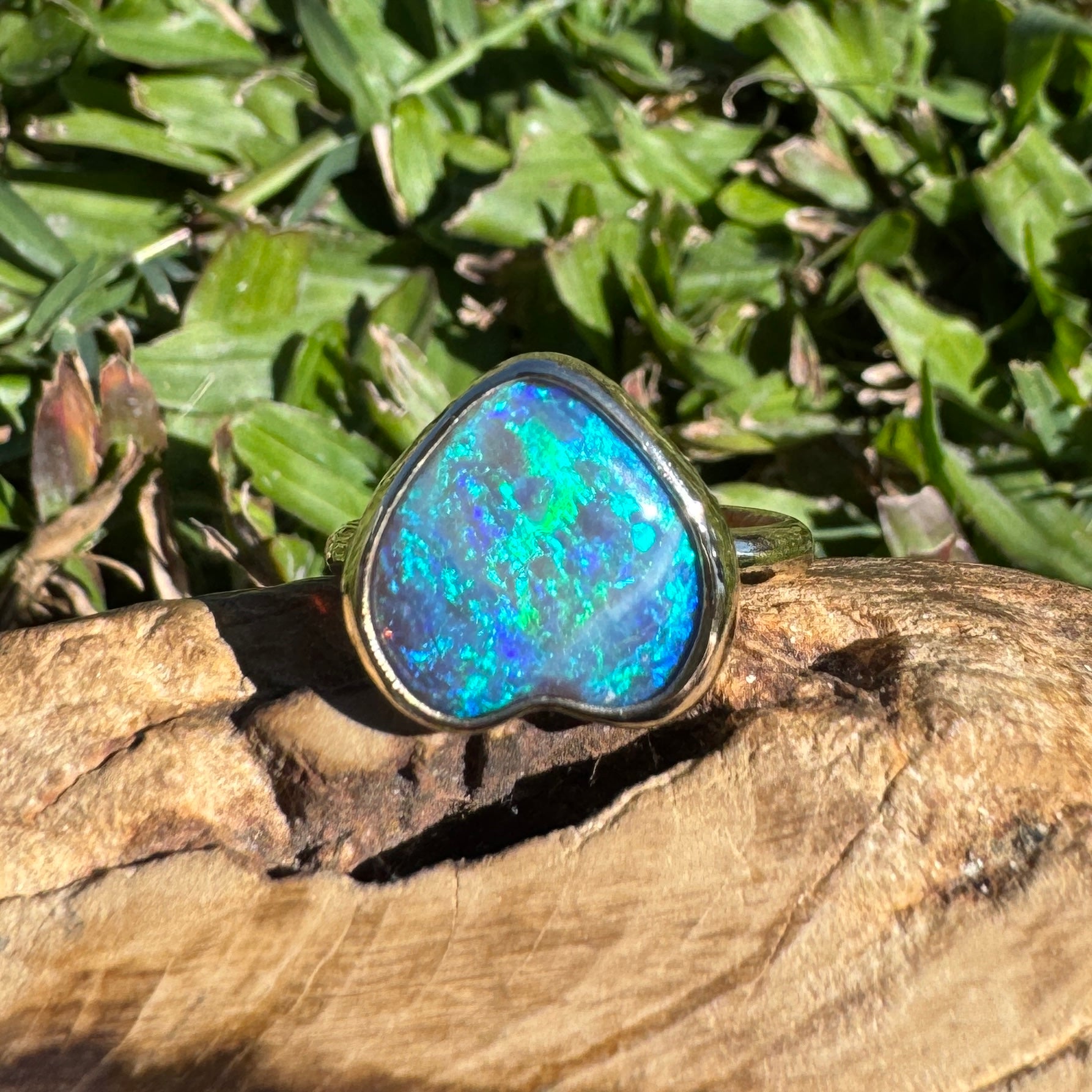 3.9ct Lightning Ridge Semi Black Opal Ring ~ 'Ningaloo Blaze' | 9ct Yellow Gold | Solid Australian Opal