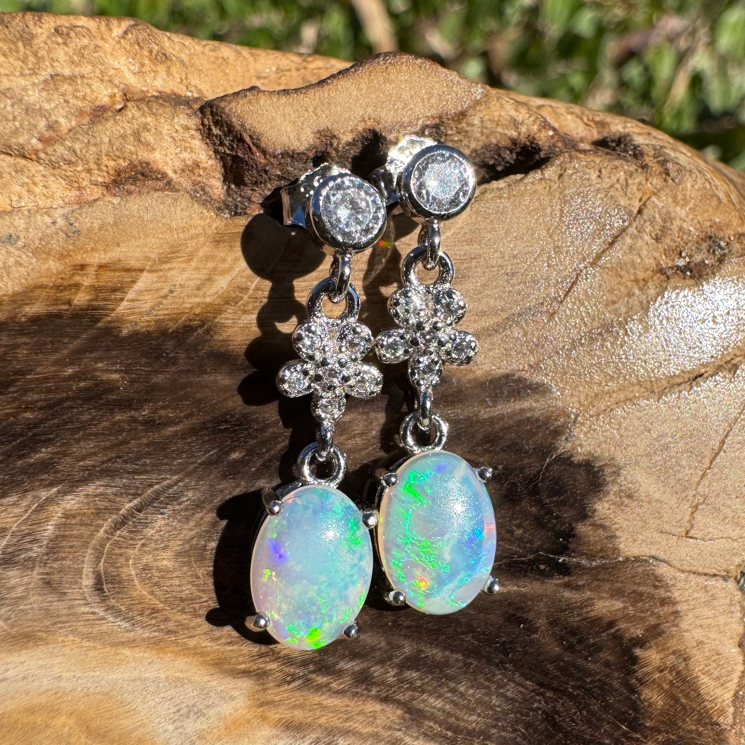 1.2ct Coober Pedy Opal Earrings ~ 'Palm Cove Blue' | 925 Sterling Silver | Solid Australian Opal