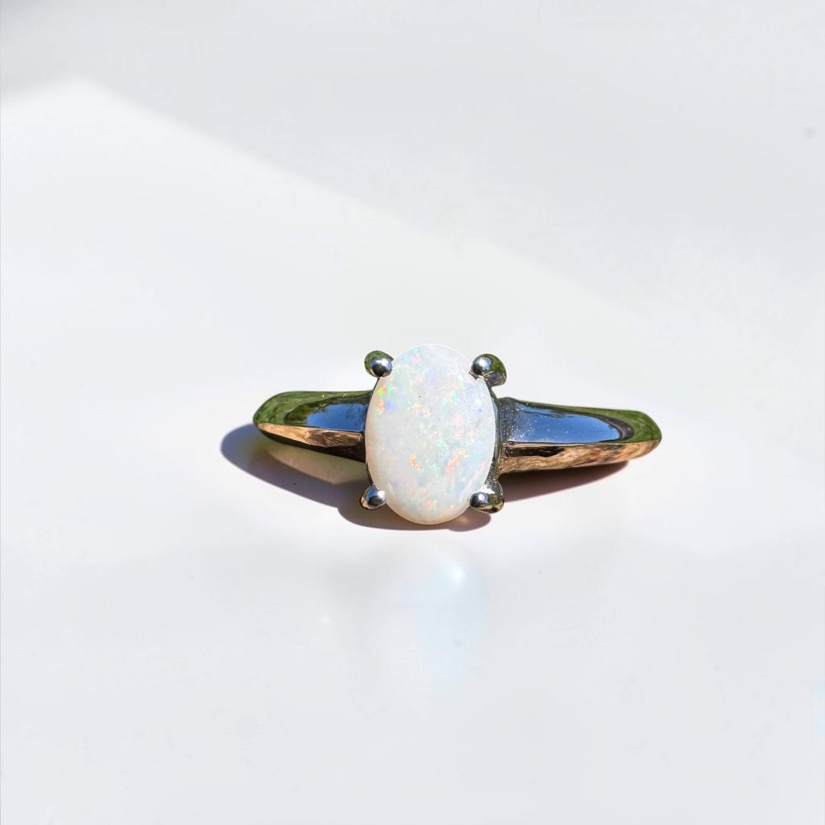 0.4ct Coober Pedy Opal Ring ~ 'Yeppoon Gleam' | 925 Sterling Silver | Solid Australian Opal