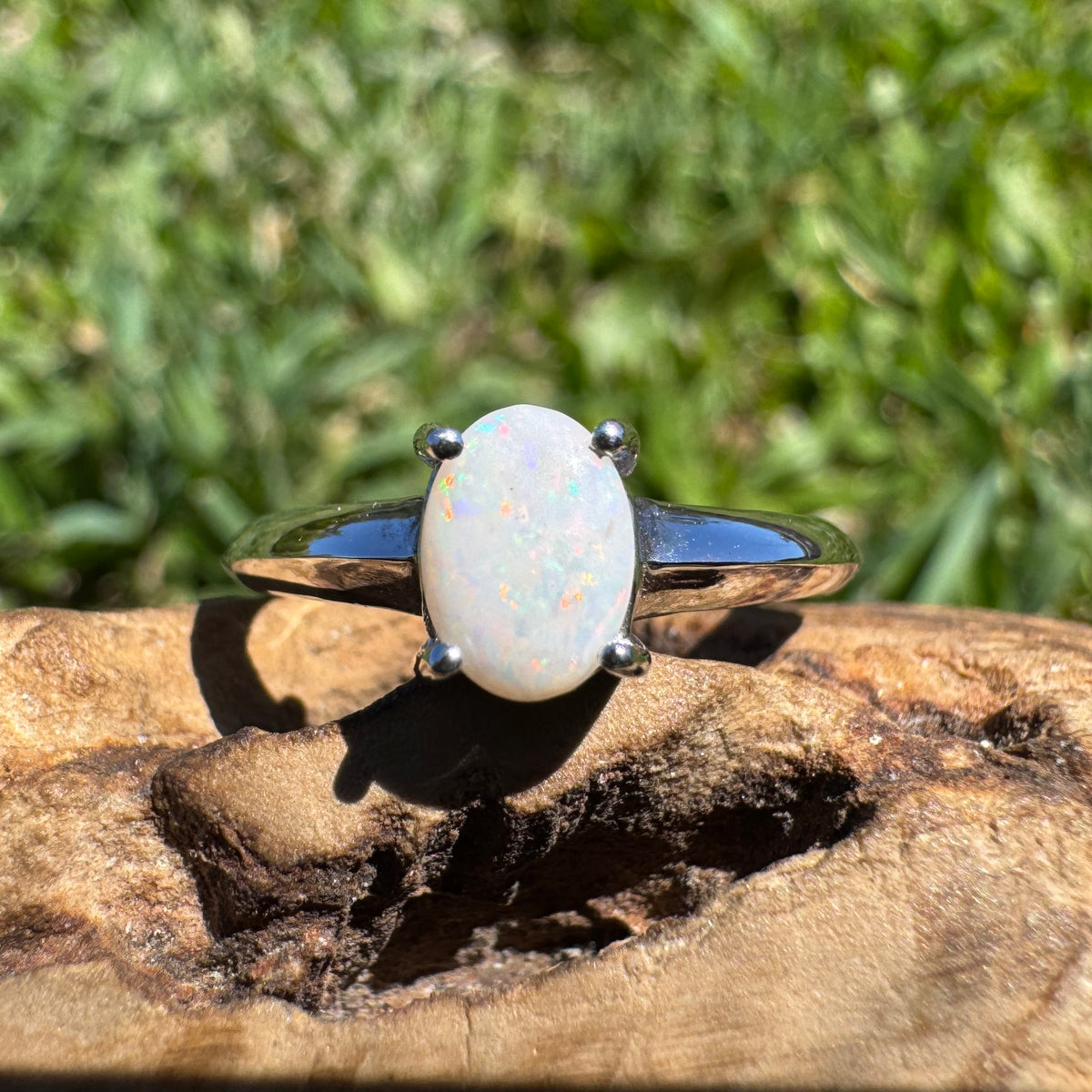 0.4ct Coober Pedy Opal Ring ~ 'Yeppoon Gleam' | 925 Sterling Silver | Solid Australian Opal