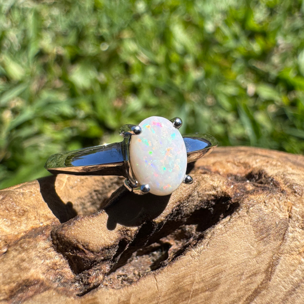 0.4ct Coober Pedy Opal Ring ~ 'Yeppoon Gleam' | 925 Sterling Silver | Solid Australian Opal