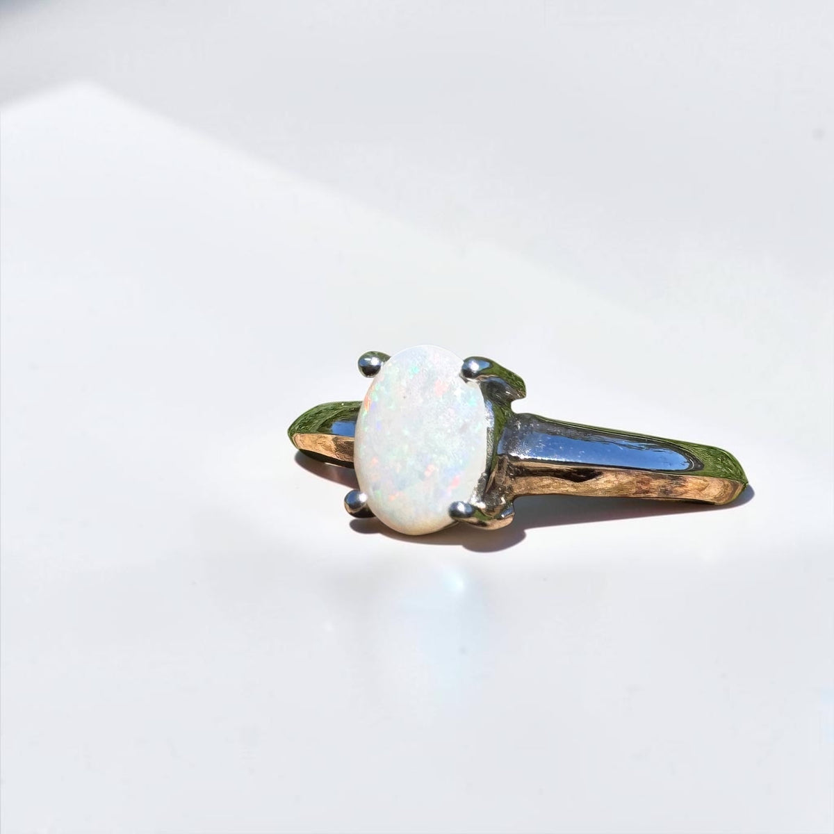 0.4ct Coober Pedy Opal Ring ~ 'Yeppoon Gleam' | 925 Sterling Silver | Solid Australian Opal