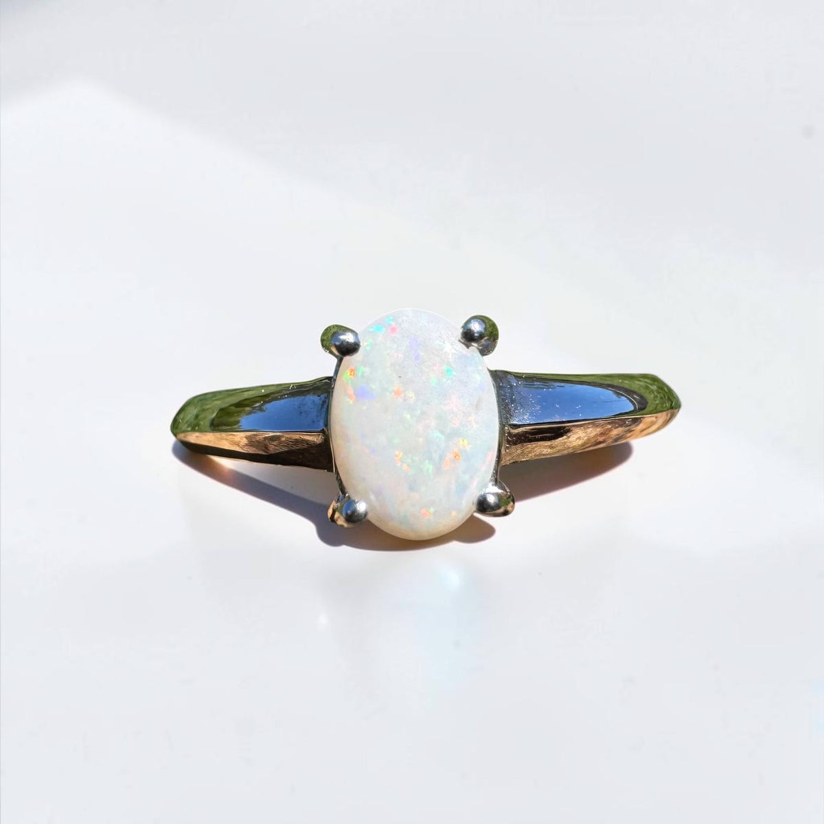 0.4ct Coober Pedy Opal Ring ~ 'Yeppoon Gleam' | 925 Sterling Silver | Solid Australian Opal