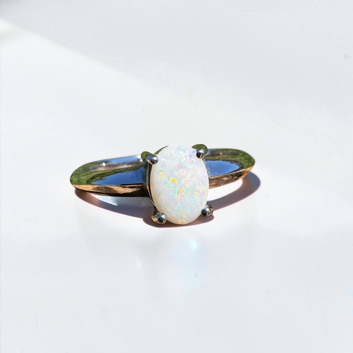 0.4ct Coober Pedy Opal Ring ~ 'Yeppoon Gleam' | 925 Sterling Silver | Solid Australian Opal