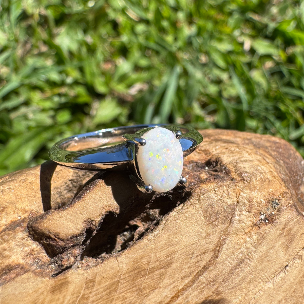 0.4ct Coober Pedy Opal Ring ~ 'Yeppoon Gleam' | 925 Sterling Silver | Solid Australian Opal