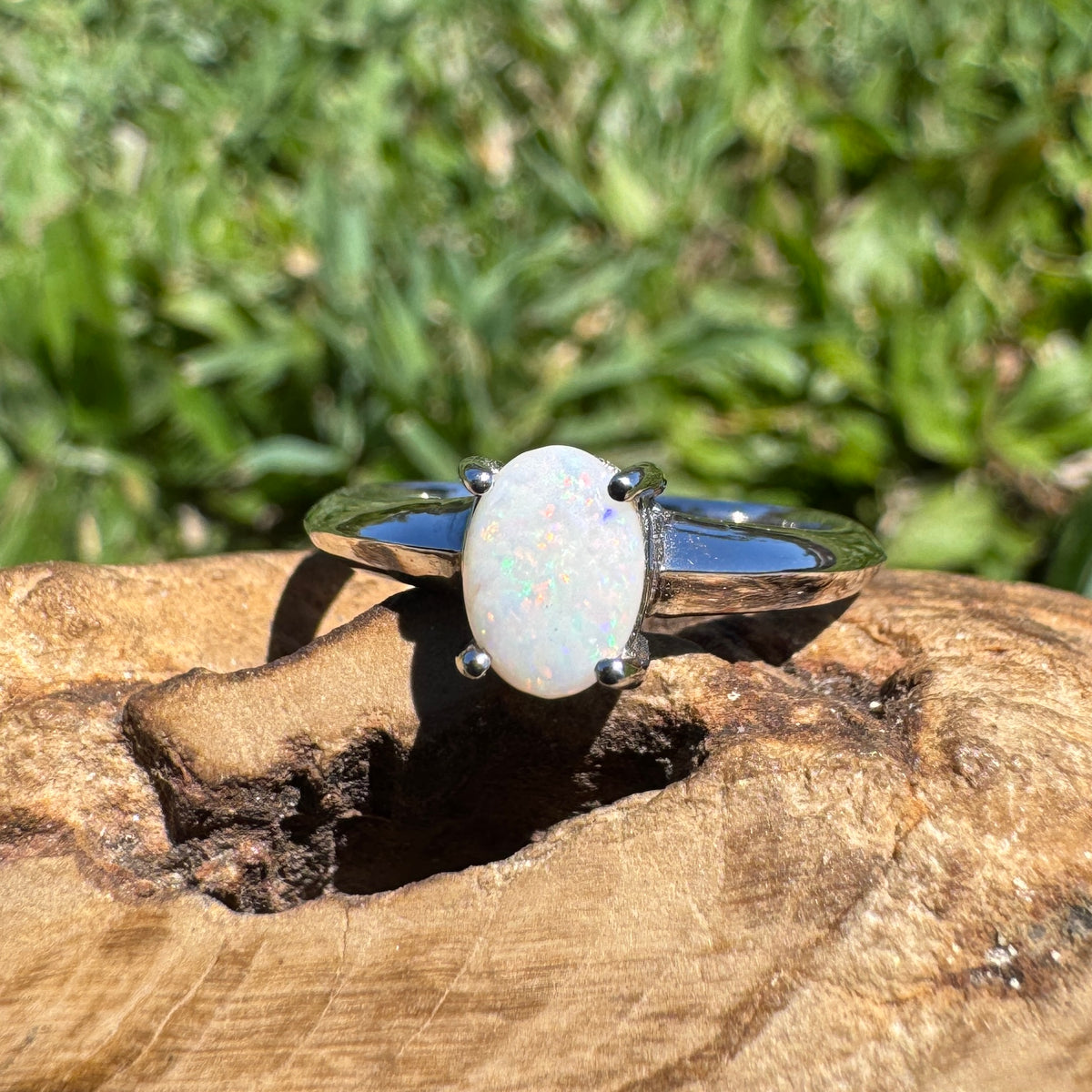 0.4ct Coober Pedy Opal Ring ~ 'Yeppoon Gleam' | 925 Sterling Silver | Solid Australian Opal