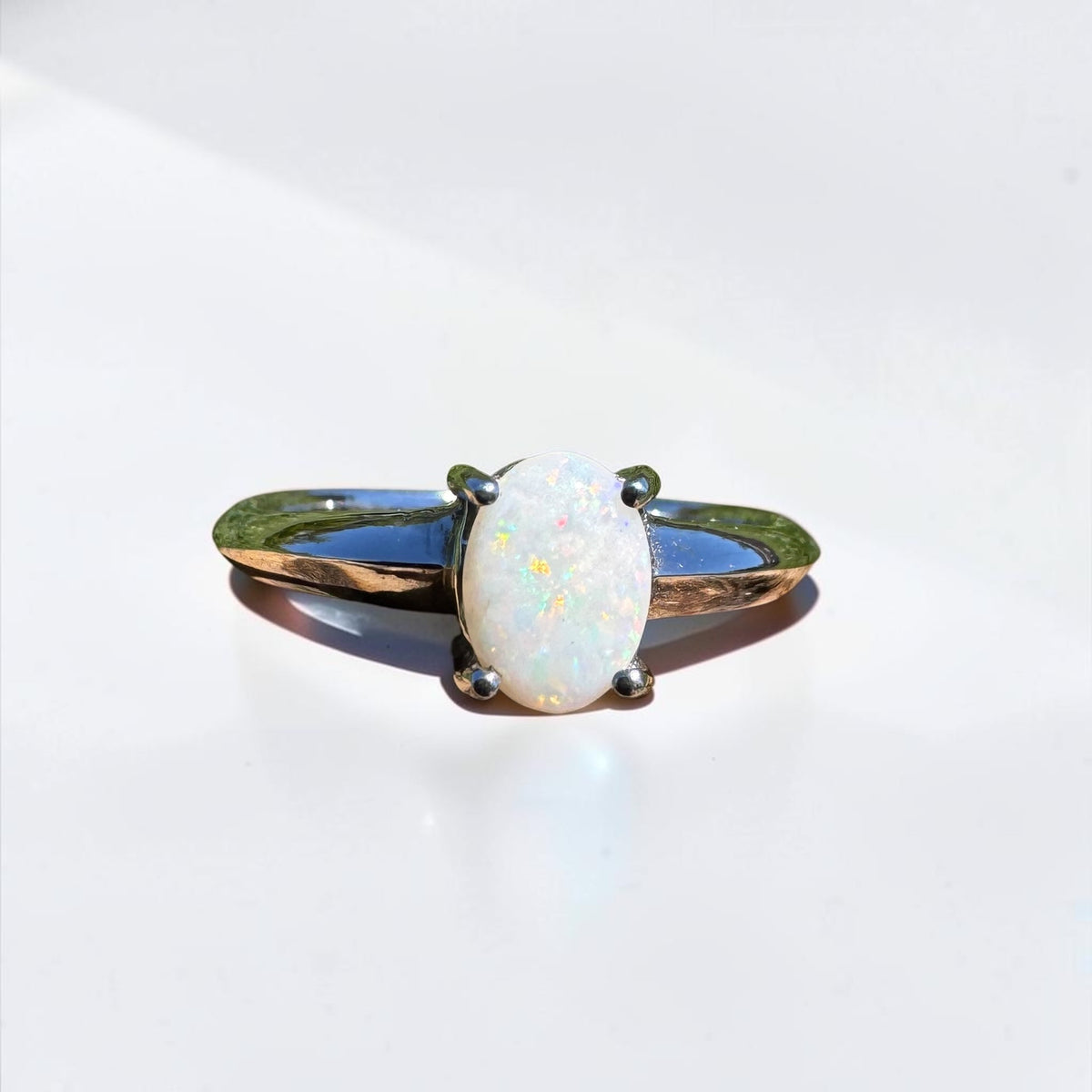 0.4ct Coober Pedy Opal Ring ~ 'Yeppoon Gleam' | 925 Sterling Silver | Solid Australian Opal