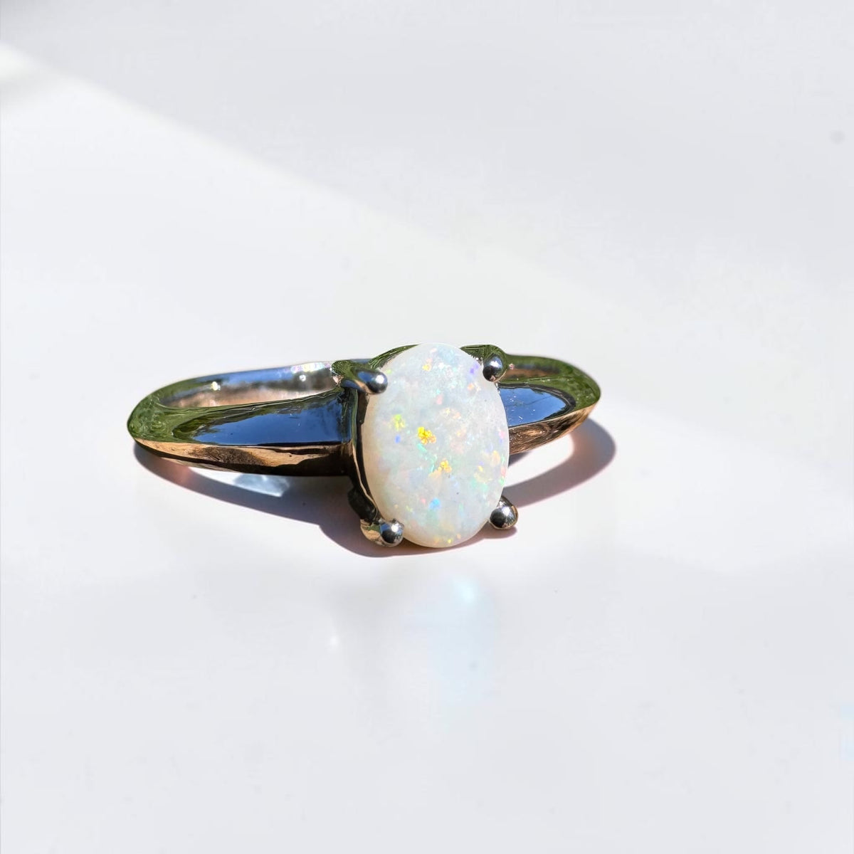 0.4ct Coober Pedy Opal Ring ~ 'Yeppoon Gleam' | 925 Sterling Silver | Solid Australian Opal