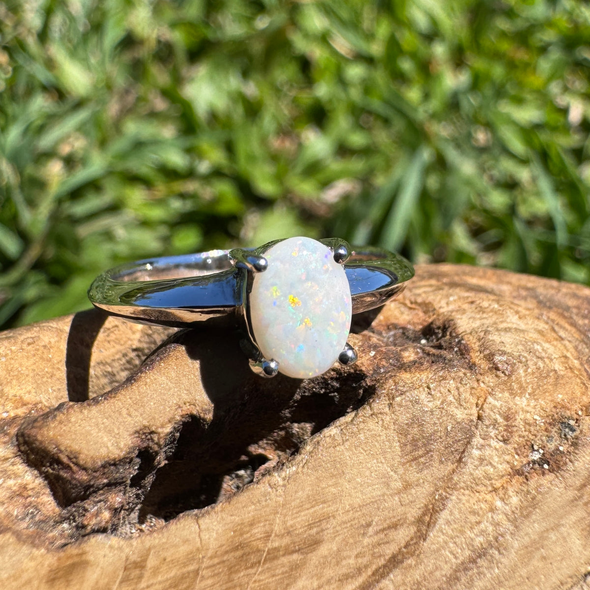 0.4ct Coober Pedy Opal Ring ~ 'Yeppoon Gleam' | 925 Sterling Silver | Solid Australian Opal