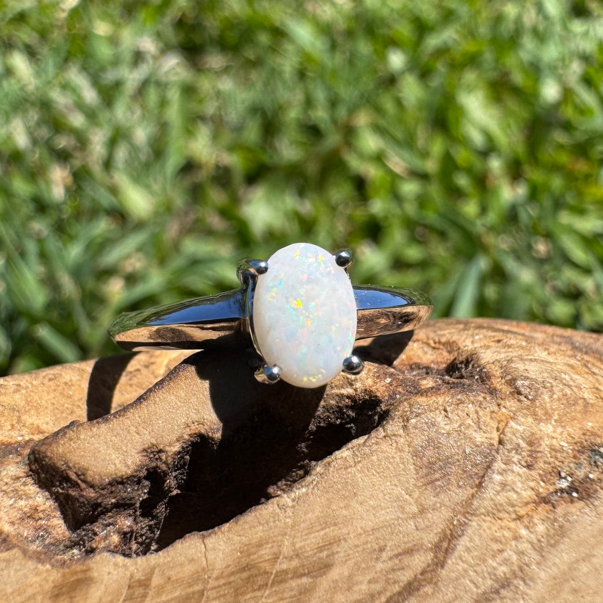 0.4ct Coober Pedy Opal Ring ~ 'Yeppoon Gleam' | 925 Sterling Silver | Solid Australian Opal