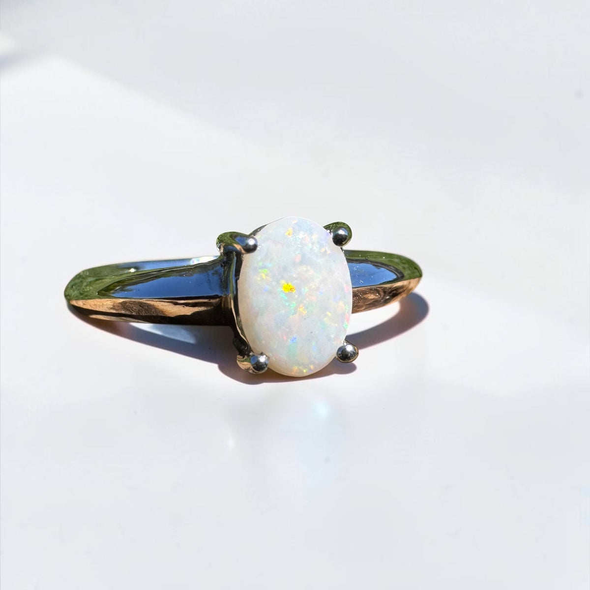 0.4ct Coober Pedy Opal Ring ~ 'Yeppoon Gleam' | 925 Sterling Silver | Solid Australian Opal