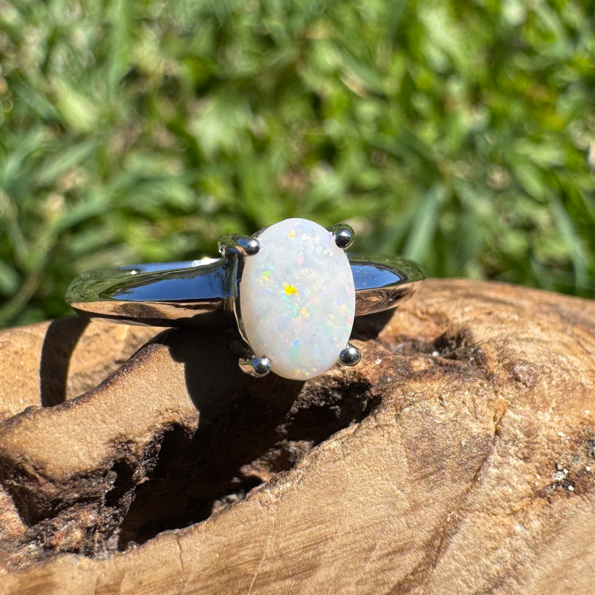 0.4ct Coober Pedy Opal Ring ~ 'Yeppoon Gleam' | 925 Sterling Silver | Solid Australian Opal