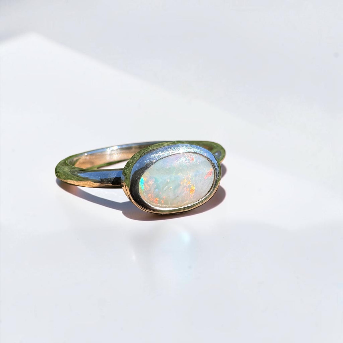 0.8ct Mintabie Opal Ring ~ 'Beltana Firetide' | 925 Sterling Silver | Solid Australian Opal