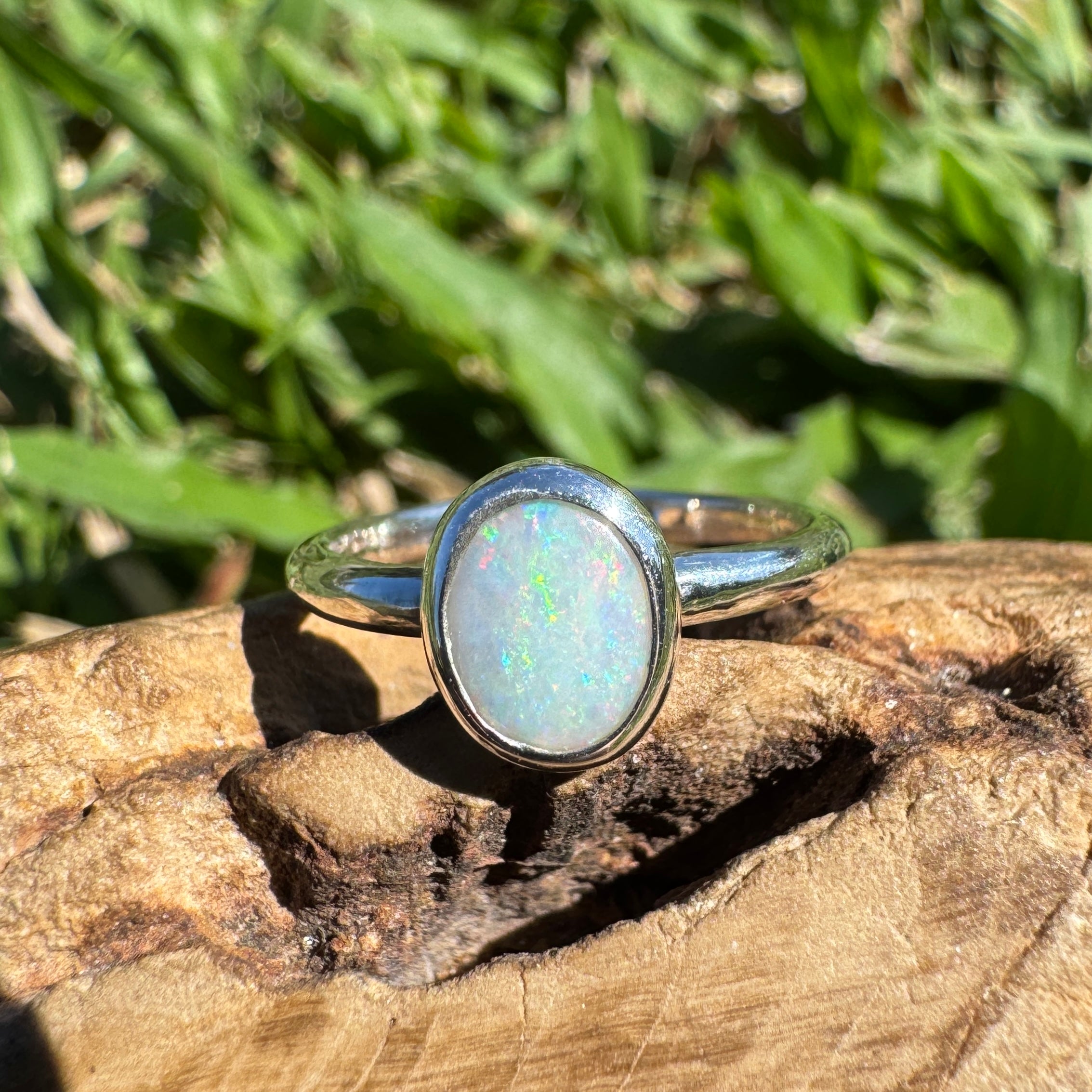 0.8ct Australian Solid Lightning Ridge Opal Ring ~ 'Coral Ember' | 925 Sterling Silver | Solid Australian Opal