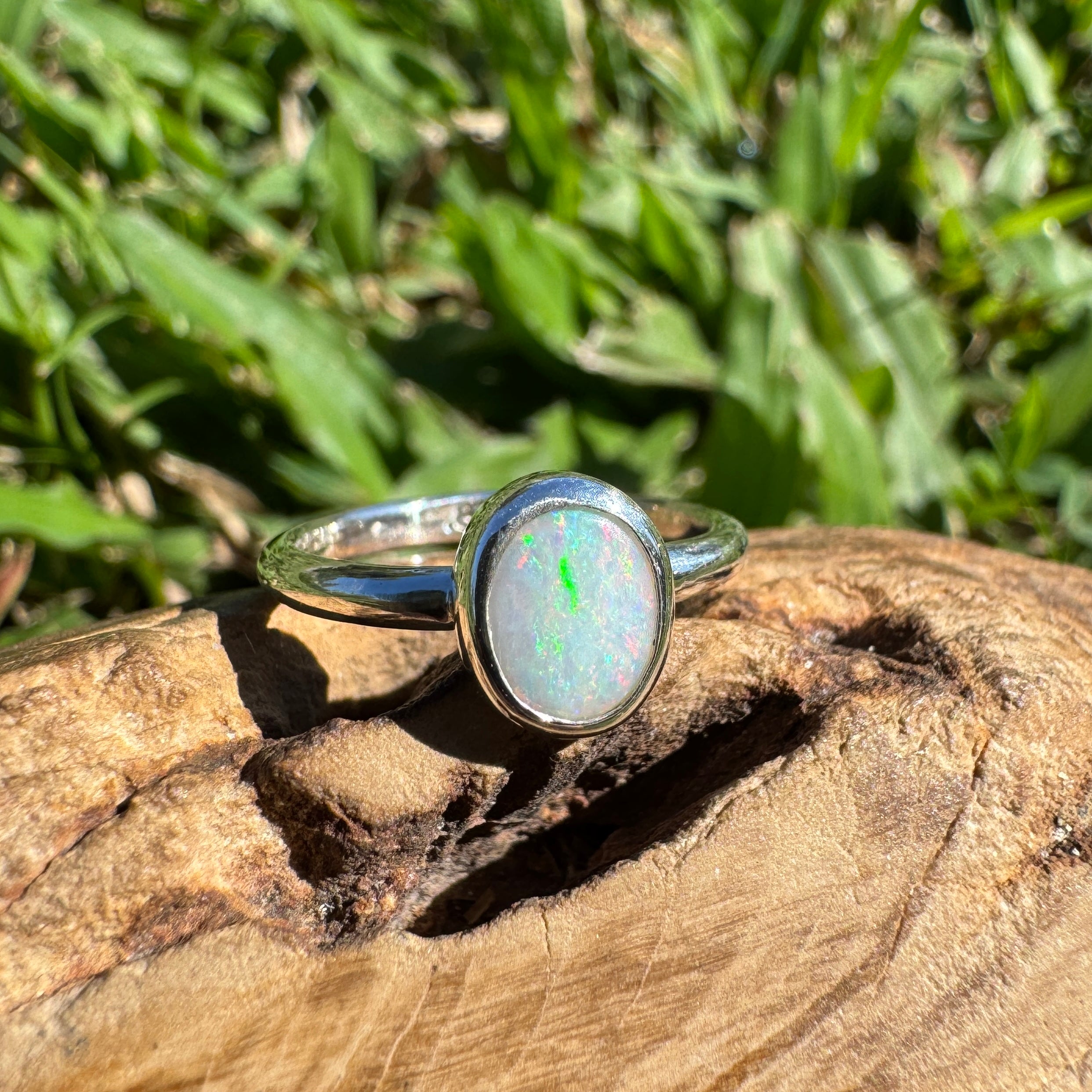 0.8ct Australian Solid Lightning Ridge Opal Ring ~ 'Coral Ember' | 925 Sterling Silver | Solid Australian Opal