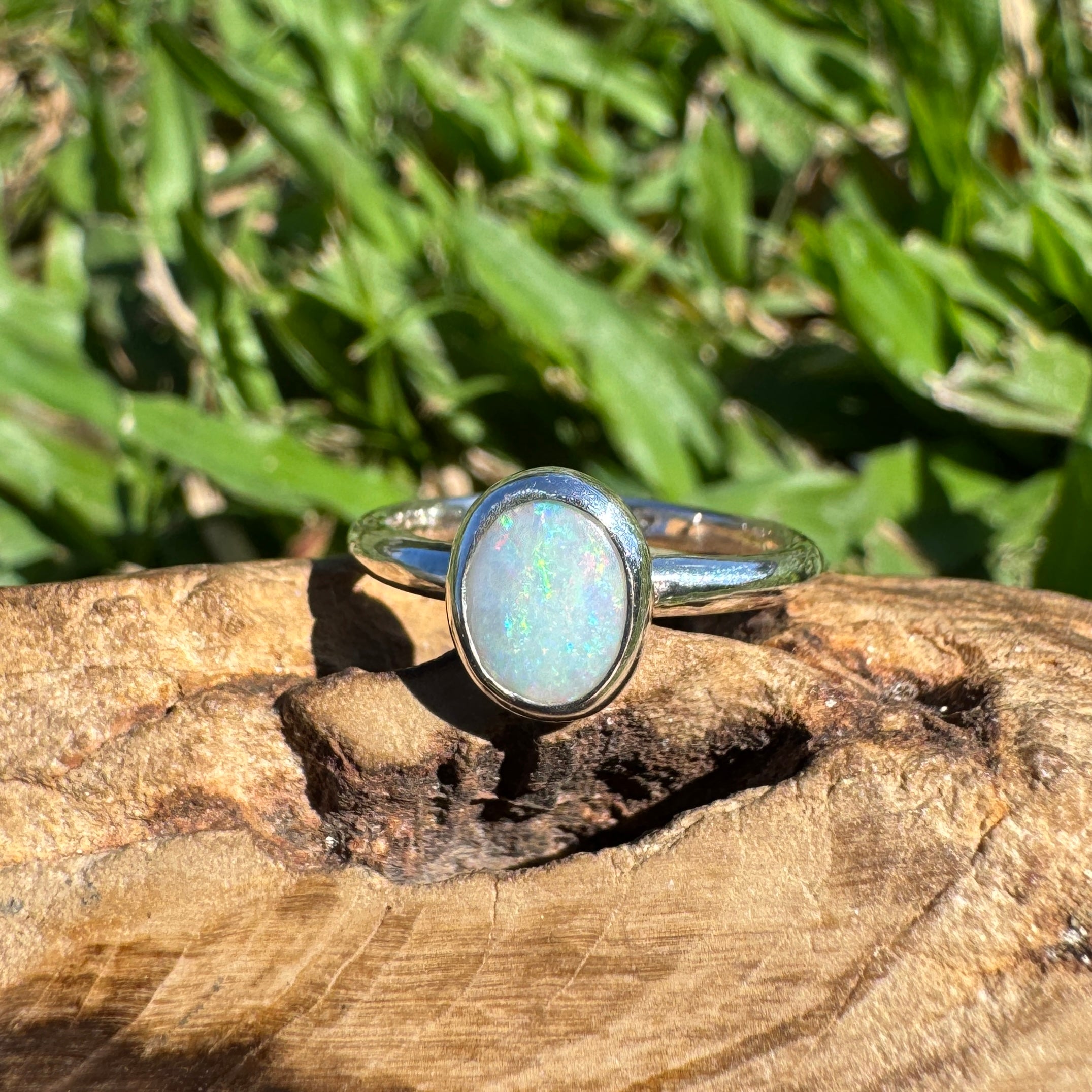 0.8ct Australian Solid Lightning Ridge Opal Ring ~ 'Coral Ember' | 925 Sterling Silver | Solid Australian Opal