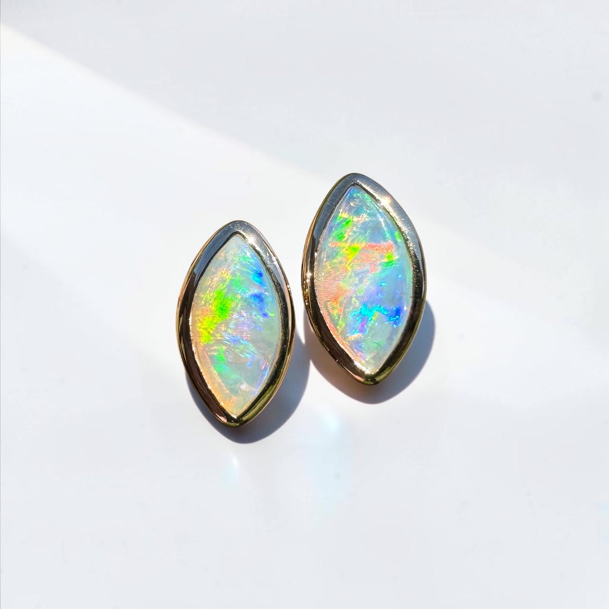 0.6ct Coober Pedy Opal Stud Earrings ~ 'Yorketown Gold' | 14ct Yellow Gold | Solid Australian Opal