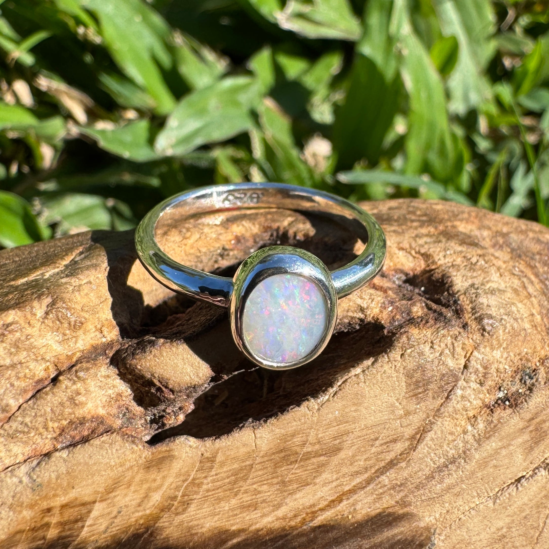 0.8ct Australian Solid Lightning Ridge Opal Ring ~ 'Coral Ember' | 925 Sterling Silver | Solid Australian Opal