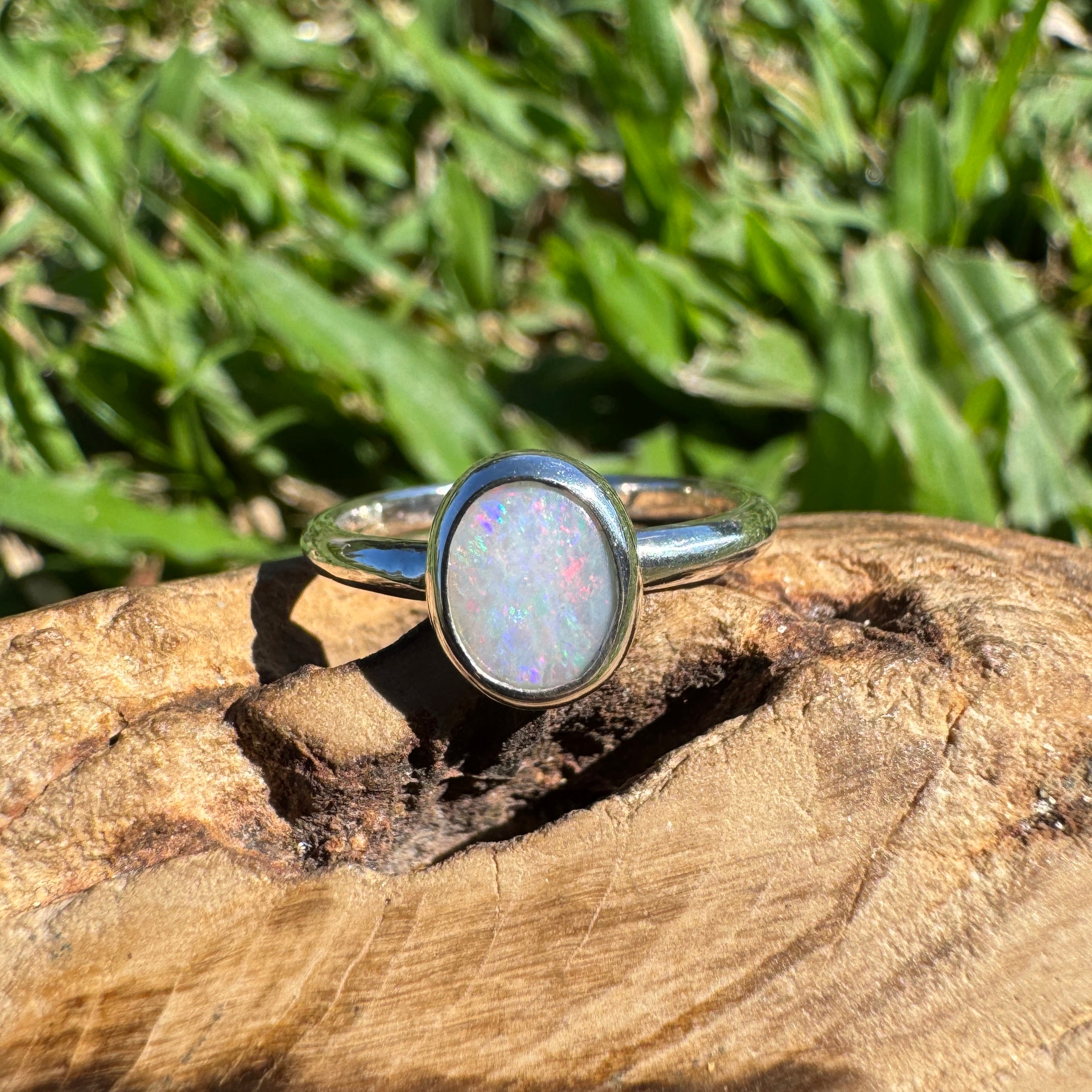 0.8ct Australian Solid Lightning Ridge Opal Ring ~ 'Coral Ember' | 925 Sterling Silver | Solid Australian Opal