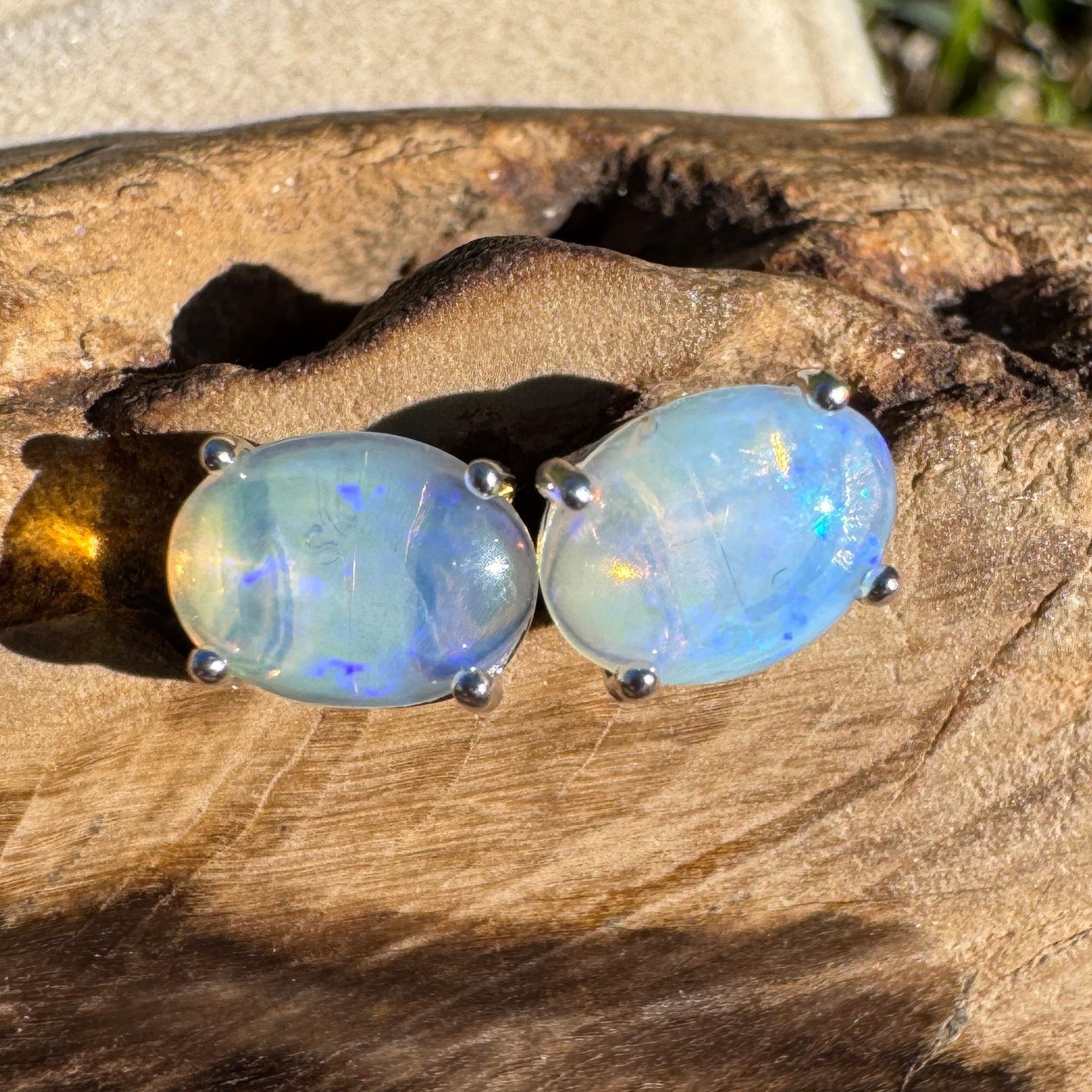 1ct Lightning Ridge Opal Earrings ~ 'Lord Howe Drops' | 925 Sterling Silver | Solid Australian Opal
