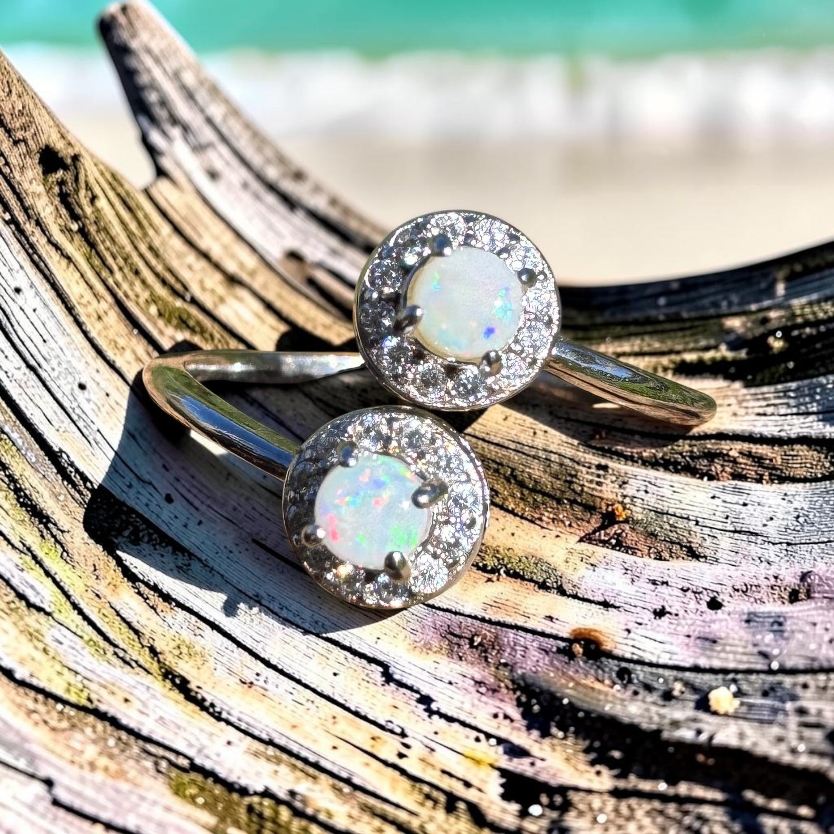 0.3ct Coober Pedy Opal Ring ~ 'Bells Beach Spark' | 925 Sterling Silver | Solid Australian Opal
