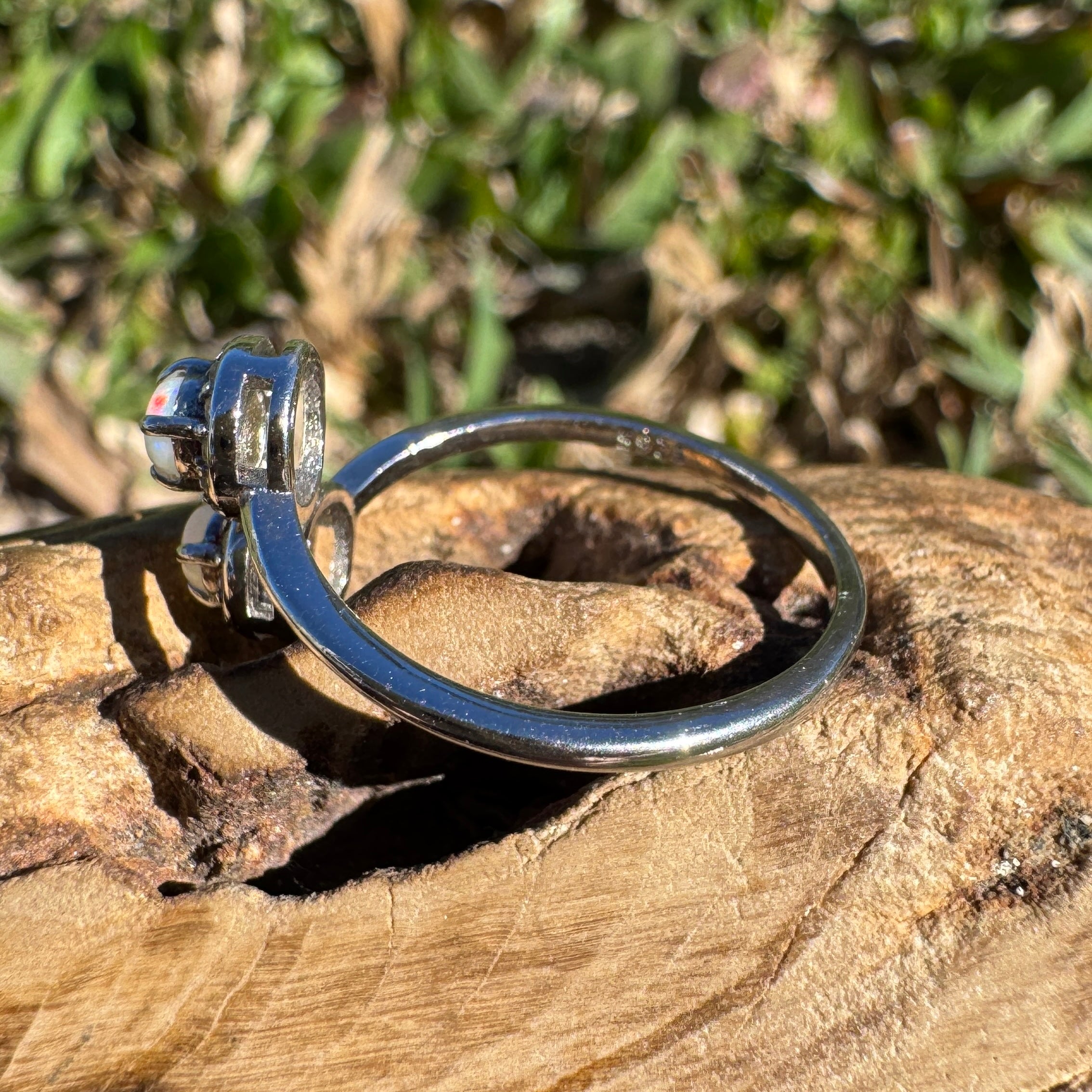 0.3ct Coober Pedy Opal Ring ~ 'Bells Beach Spark' | 925 Sterling Silver | Solid Australian Opal