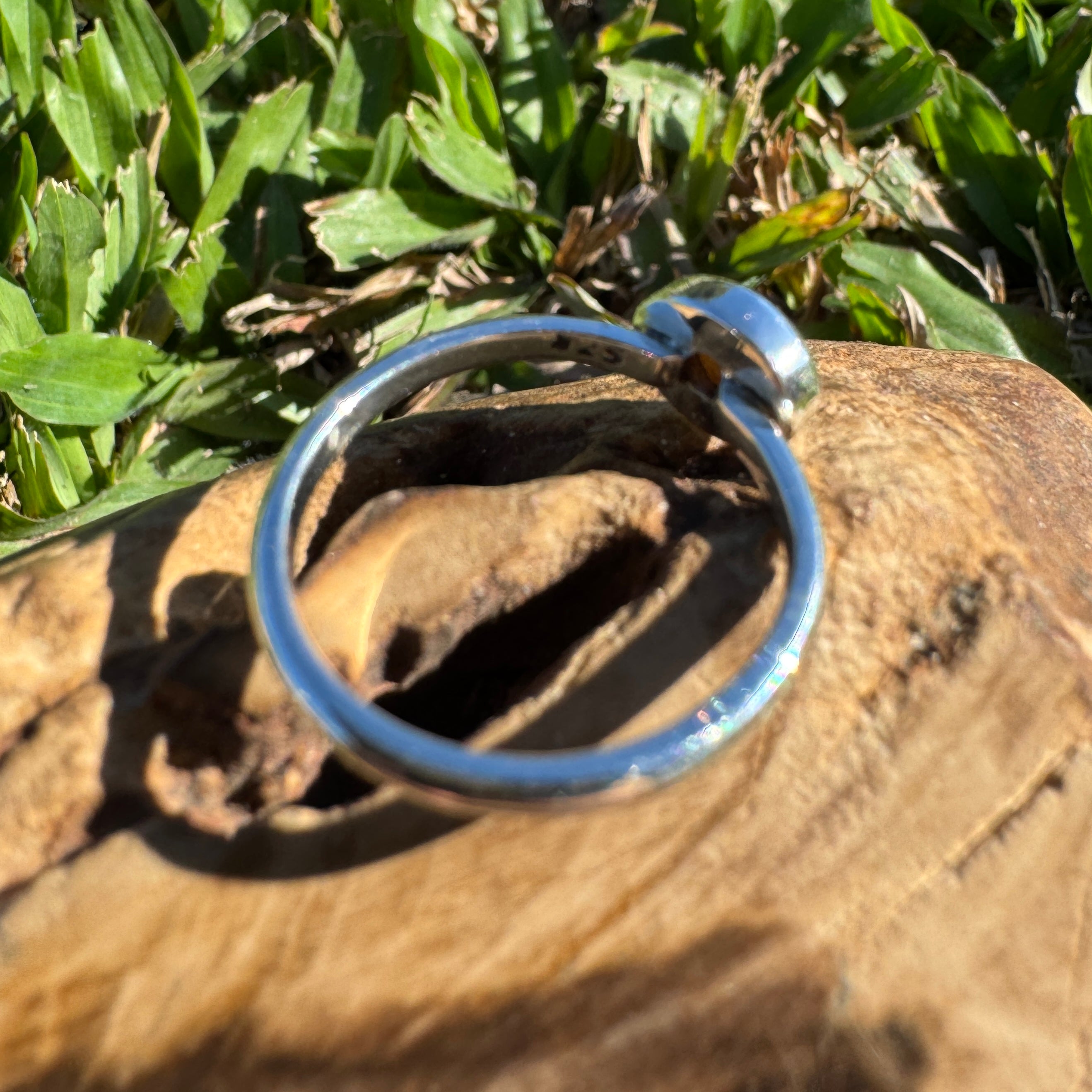 0.7ct Australian Solid Lightning Ridge Opal Ring ~ 'Silver Tide' | 925 Sterling Silver | Solid Australian Opal