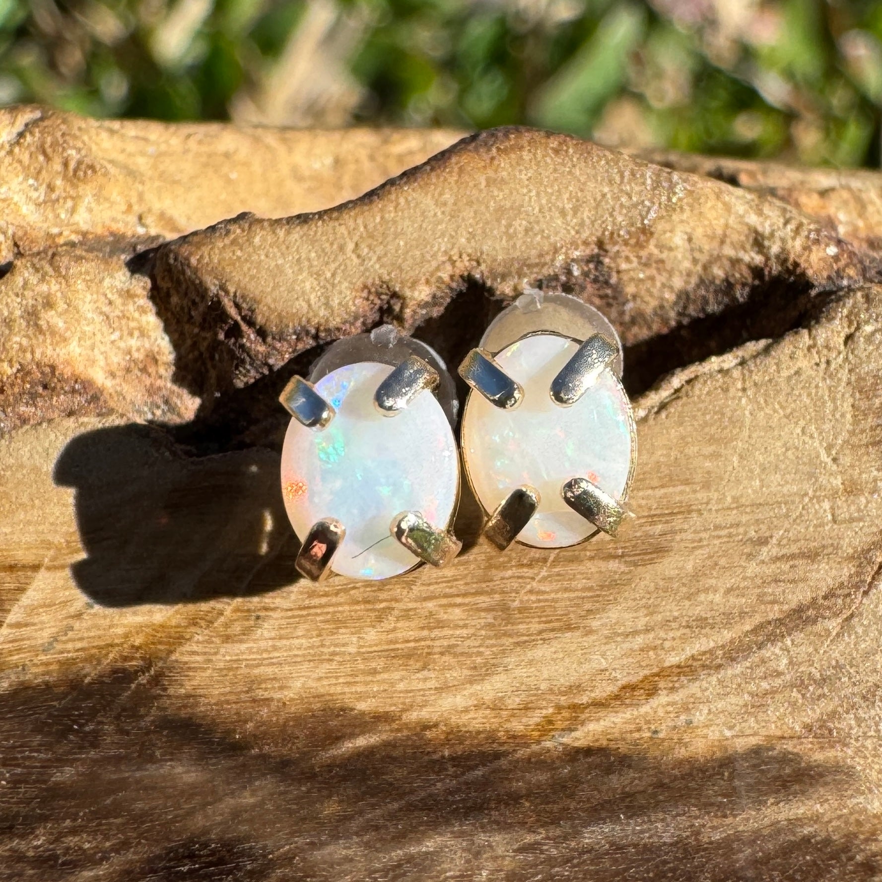 0.3ct Coober Pedy Opal Earrings ~ 'Cape Leveque Amber' | 9ct Yellow Gold | Solid Australian Opal