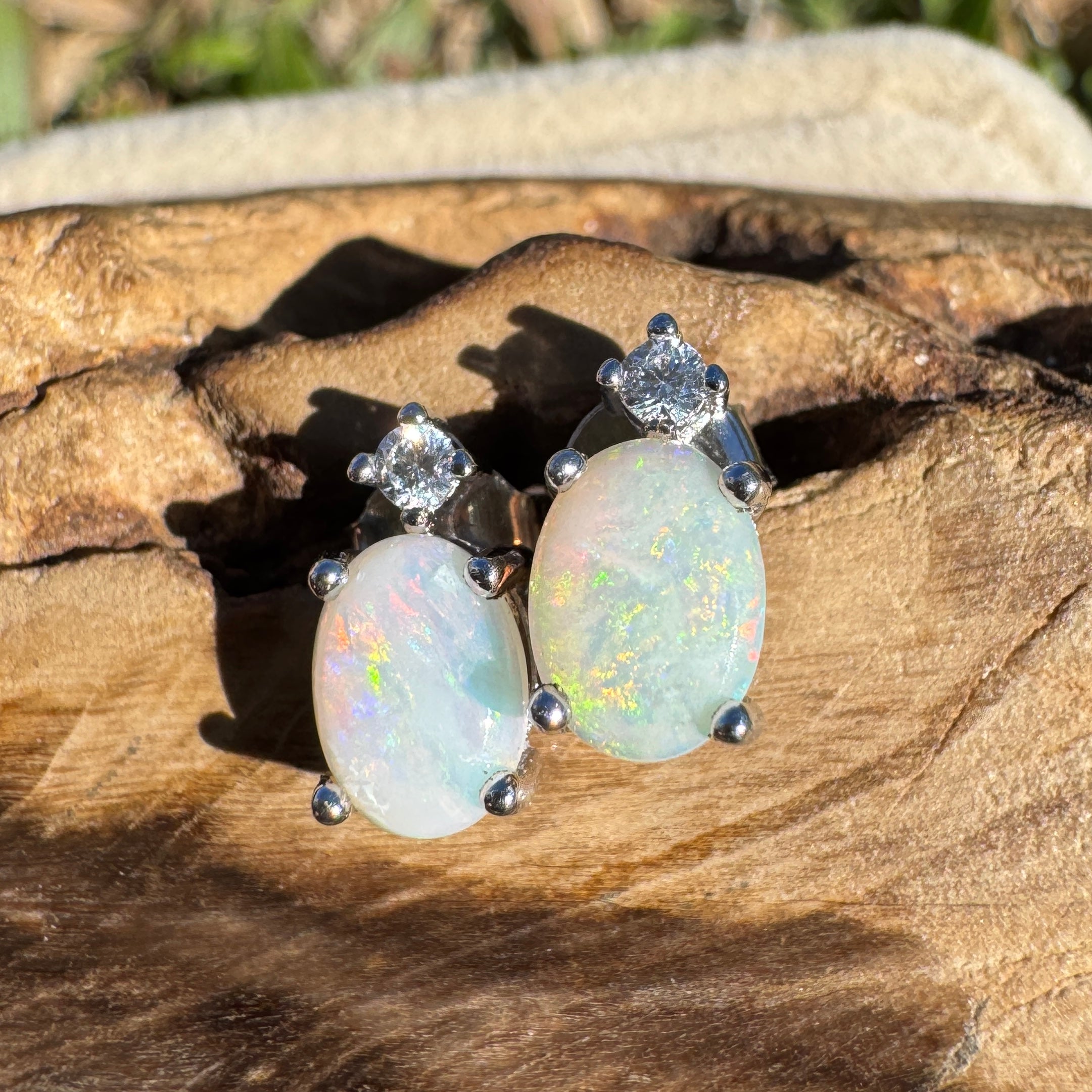 0.8ct Coober Pedy Opal Earrings ~ 'El Questro Glow' | 925 Sterling Silver | Solid Australian Opal